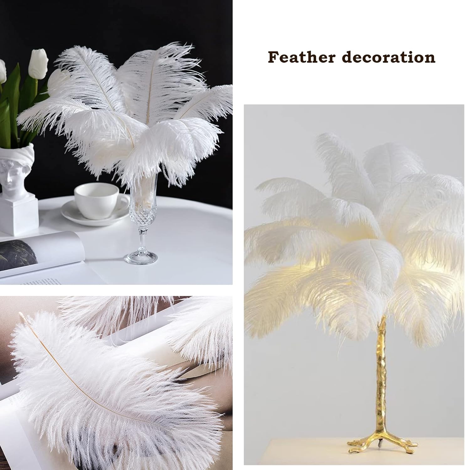 Plumas De Avestruz Naturales PATIKIL - 30 Unidades, Verde Oscuro, Para Manualidades