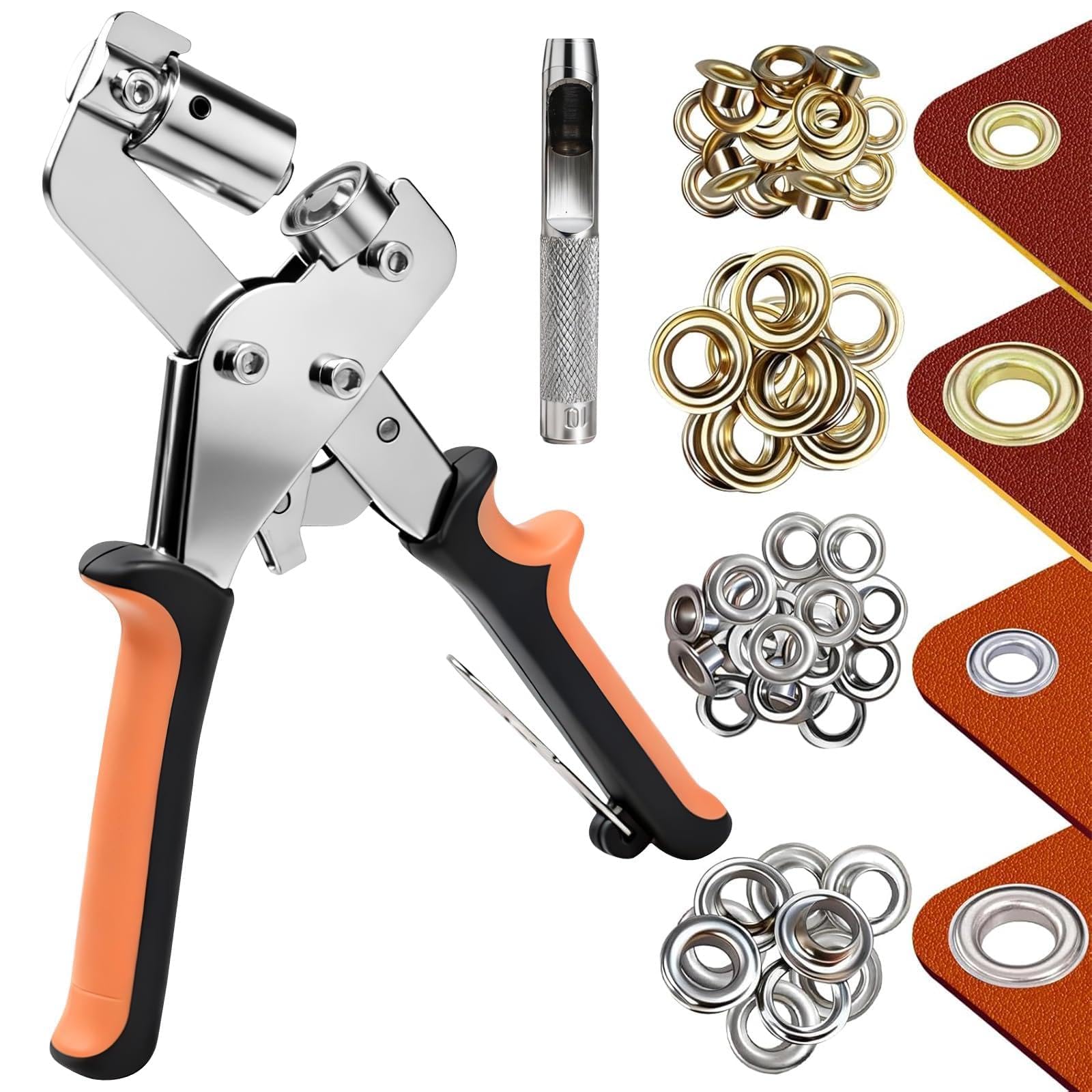Set di attrezzi professionali per occhielli con 200 occhielli (Ø 10 mm) | Kit di attrezzi per occhielli magnetico, per teloni, pelle, tende, tende da sole, tessuto fai da te
