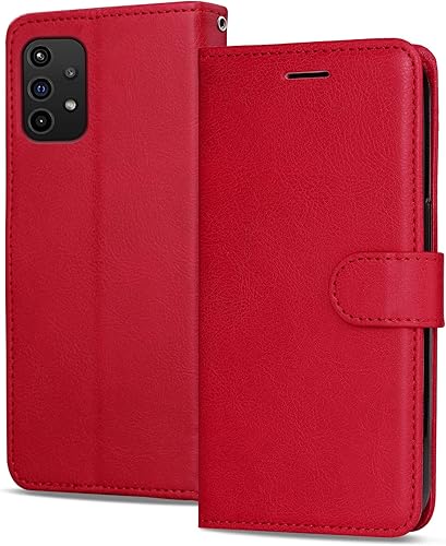 Funda para Galaxy A32 4G, piel sintética tipo cartera para Samsung Galaxy A32 4G, funda protectora magnética con carcasa interior de TPU a prueba de
