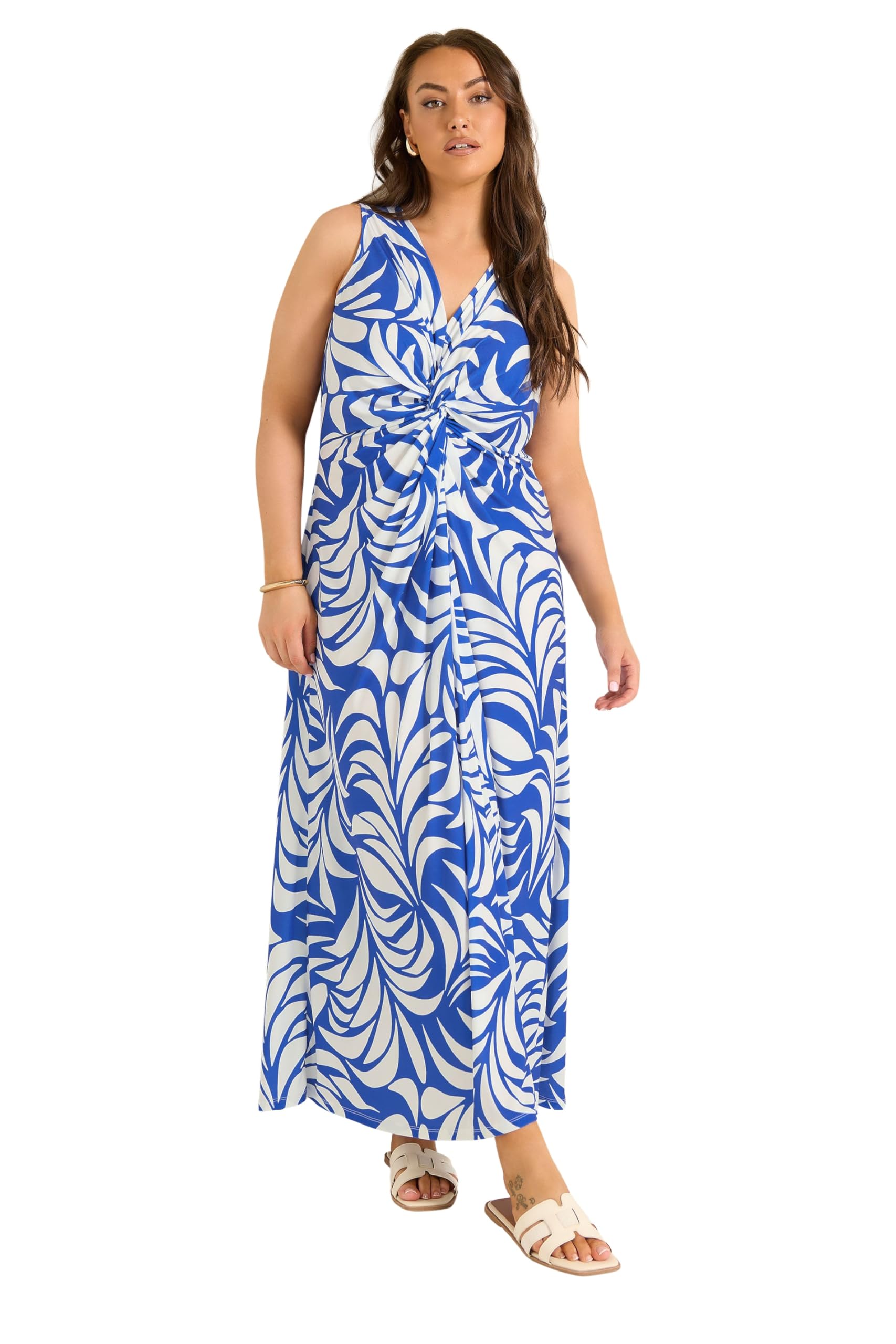 Evans Women's Cobalt Curve Blue Knot Front Maxi Dress - Plus Size Curve