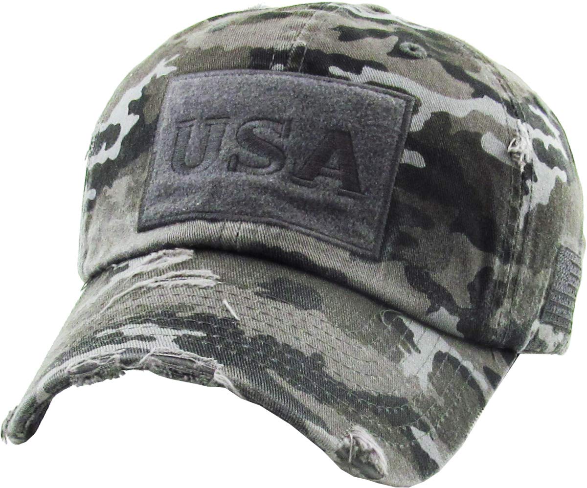 KBETHOS Flag USA America Military Thin Blue Line Thin Red Line Vintage Distressed Baseball Cap Dad Hat Unisex Adjustable…