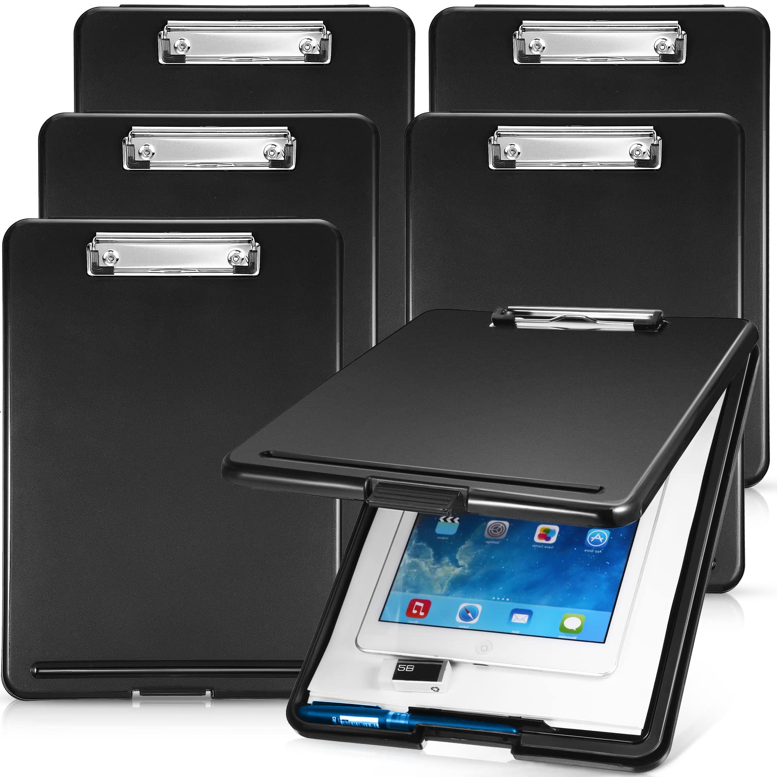 Buy 6 Pieces Clipboard with Storage Plastic Storage Clipboard Nursing Clipboard Clip Boards