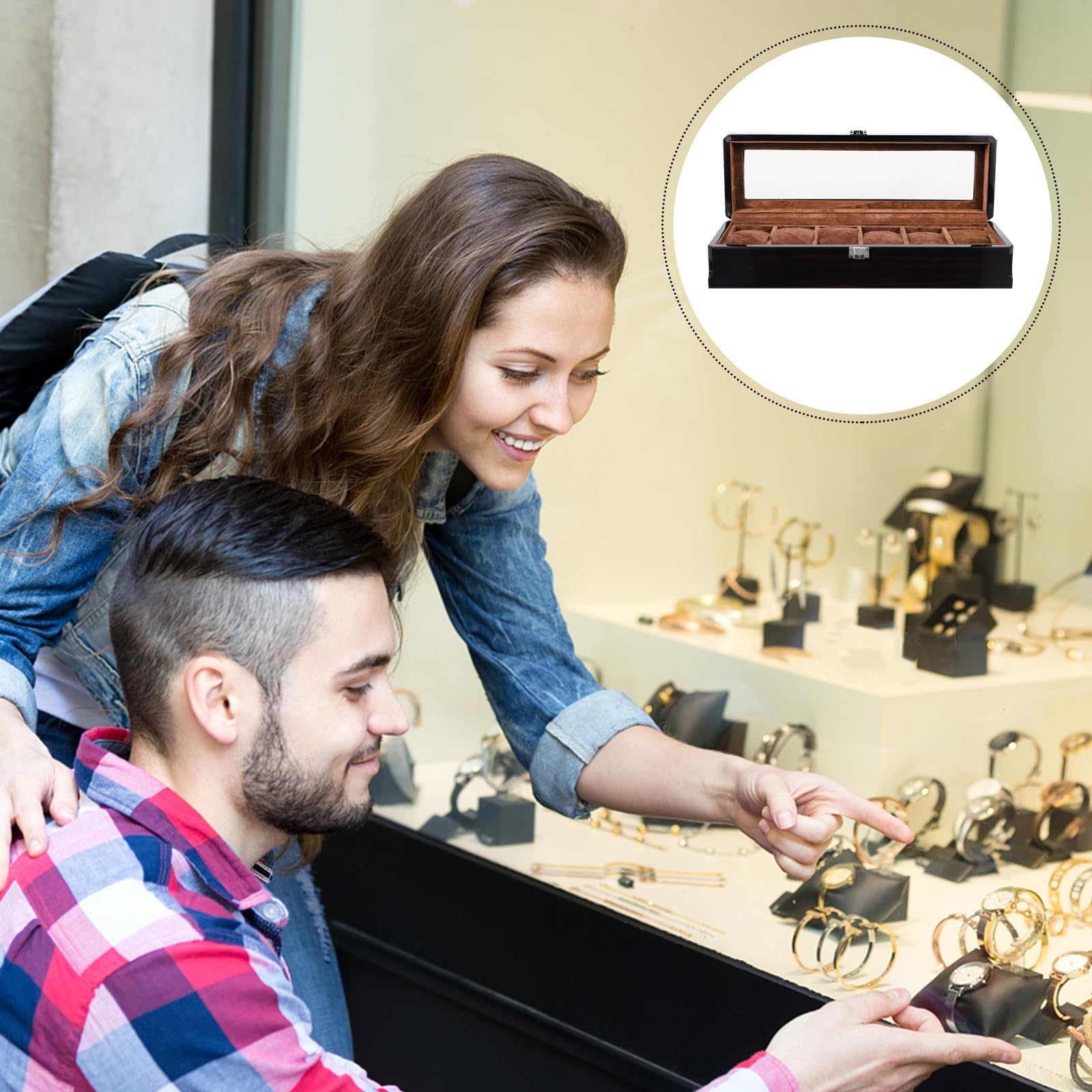 Elegante Uhrenbox aus Mdf mit Glas und Klavierlack Uhrenaufbewahrungsbox für Zuhause und Reise Schützt Uhr und Schmuck mit Klassischem Design