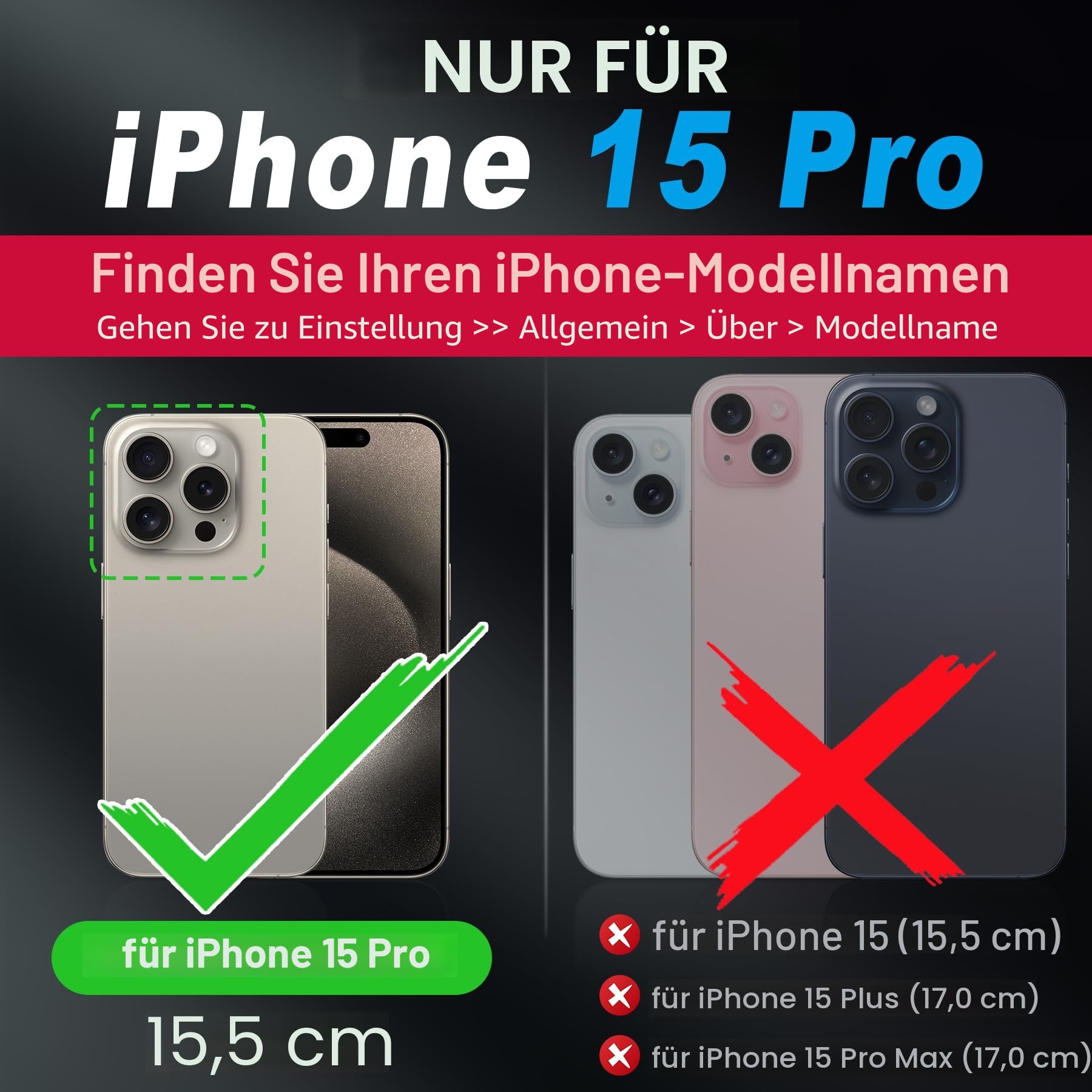 SHIELDON Rindsleder Hülle für iPhone 15 Pro 6,1" 2023 5G, Schwarz