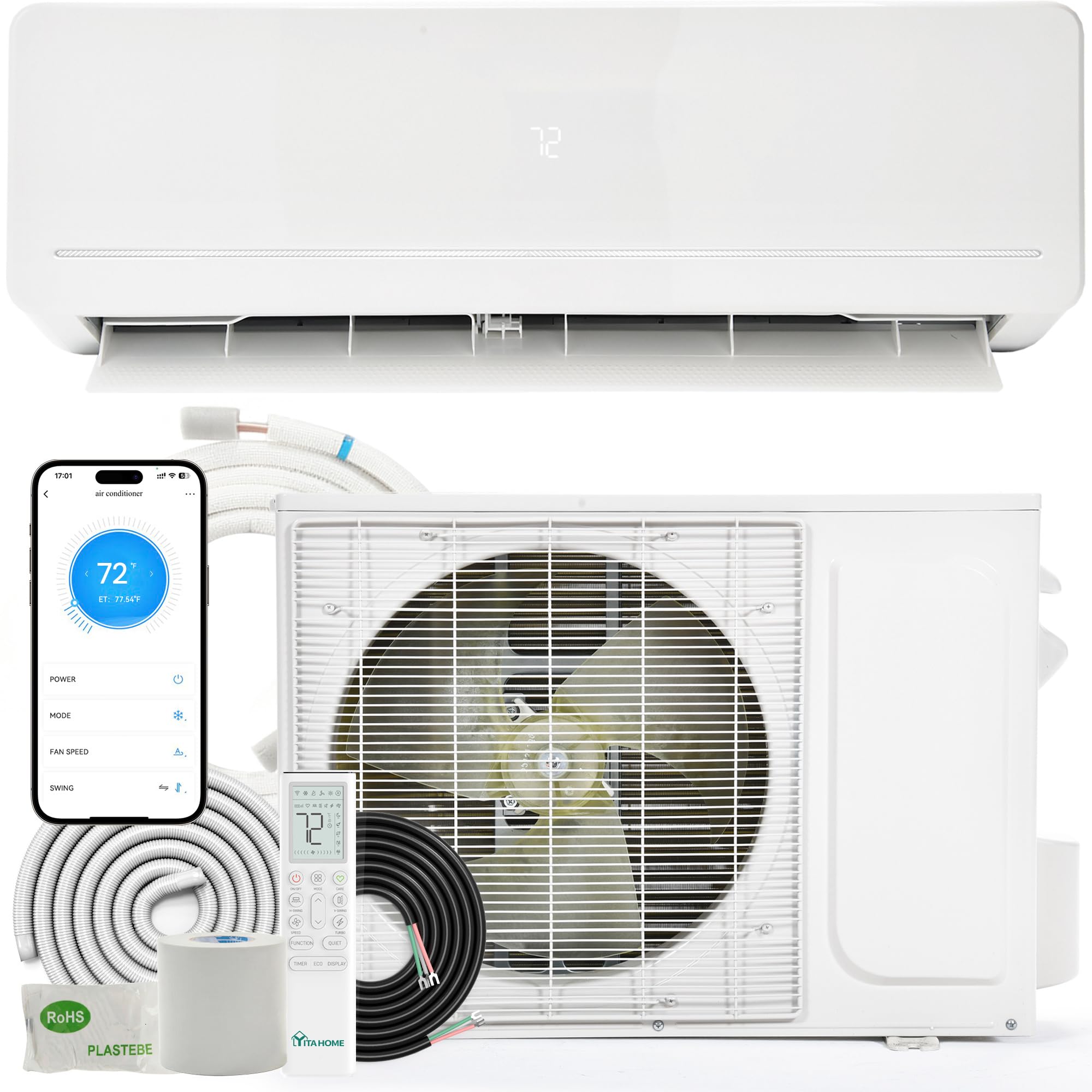 Photo 1 of ***PARTS ONLY***YITAHOME 12000 BTU Mini Split AC/Heating System, Ductless Split Unit AC and Heat, 230V 20 SEER2 Energy Efficient Inverter Air Conditioner, Wifi Enabled Compatible with Alexa Cool Up to 750 Sq. Ft