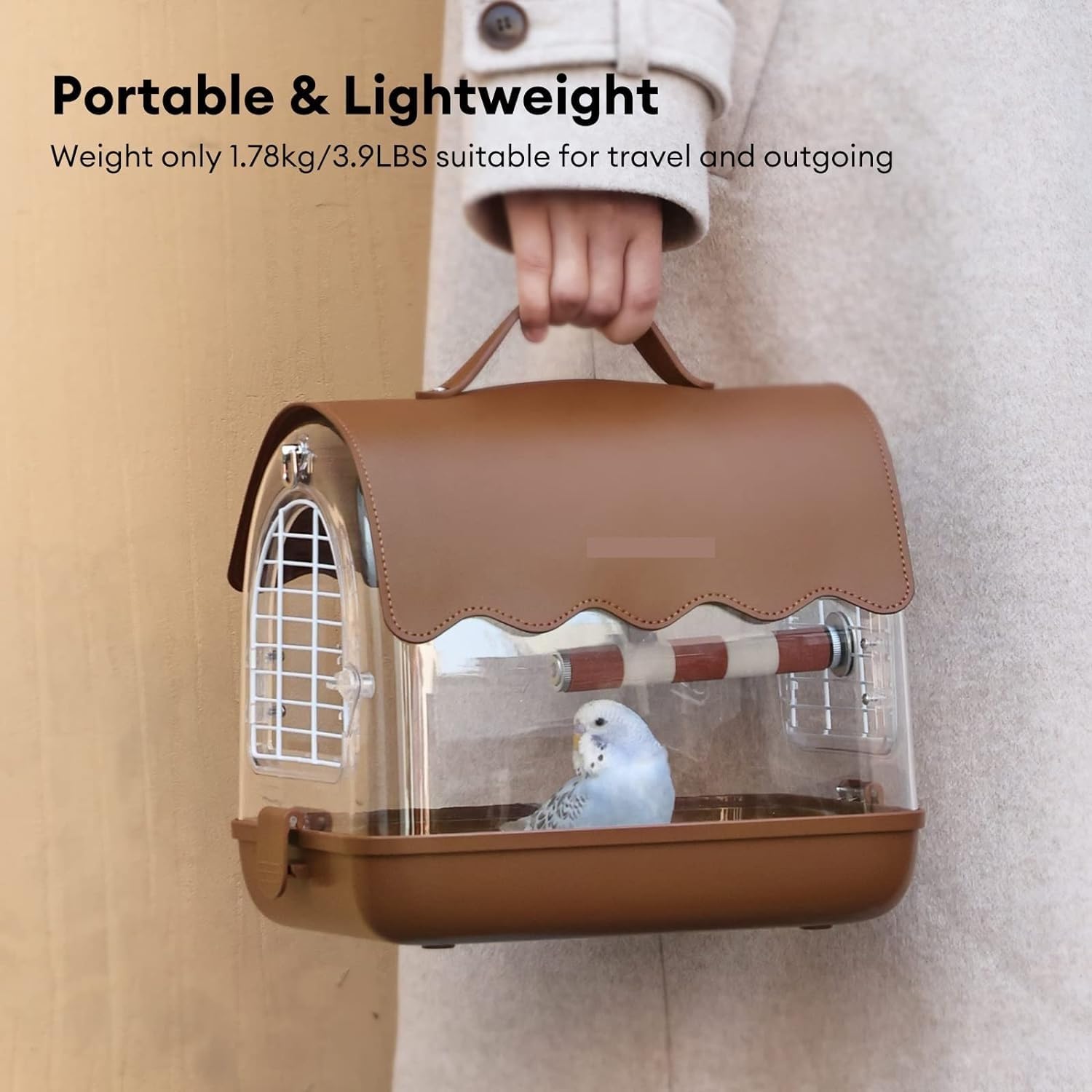 Vogelkäfig im Freien, Vogeltrage-Rucksack Mit Sitzstange, Transparente Reise-Vogelkäfigtasche Mit Schattenabdeckung, Sichtbarem Fenster Für Papageien, Wellensittiche Vogelvoliere Vogelkäfig Voliere(Br