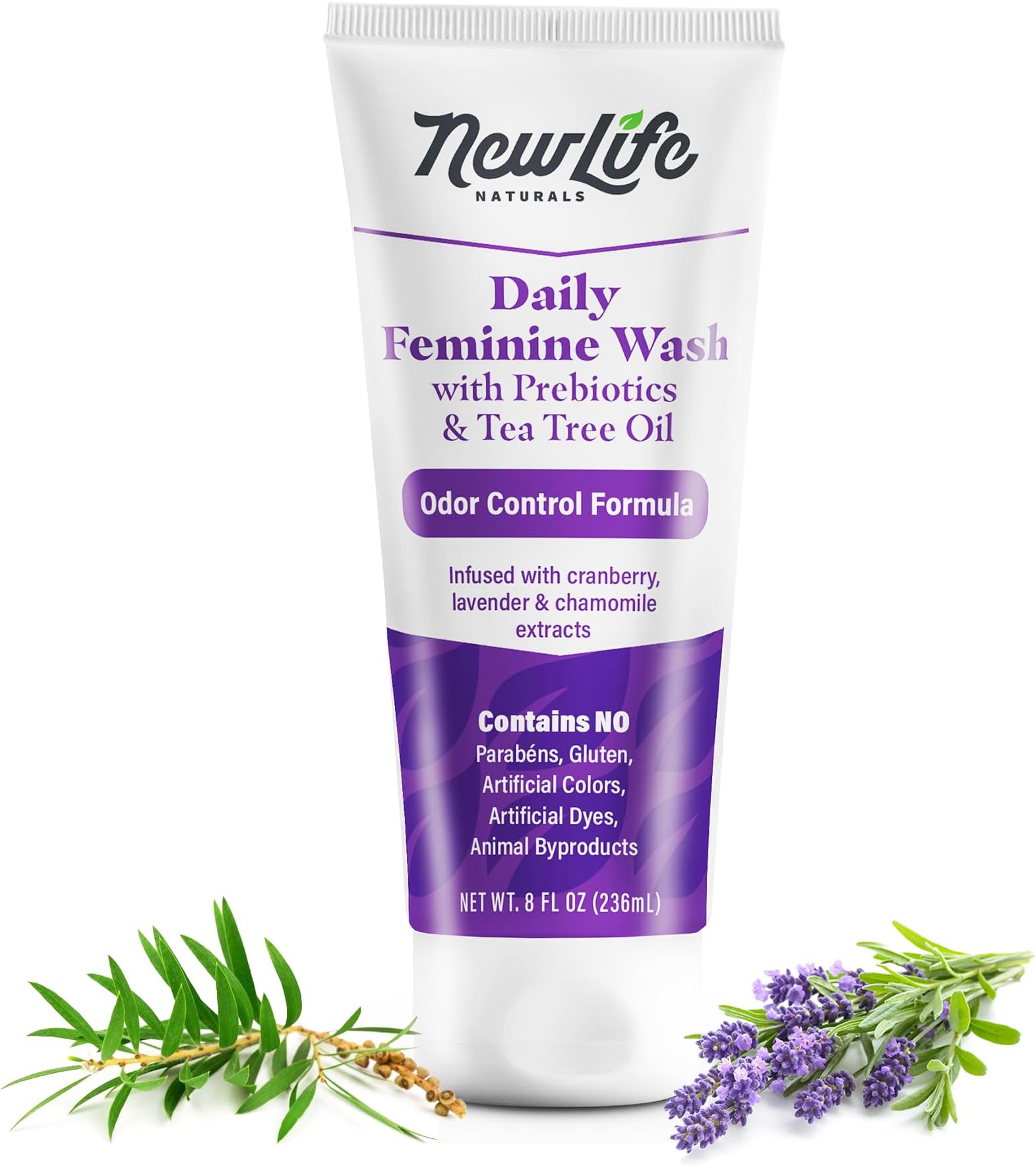 NewLife Naturals Daily Feminine Wash for pH Balance and Odor Control for Feminine Hygiene Intimate Wash for Women - With Prebiotics and Tea Tree Oil - Paraben Free - USA 8oz