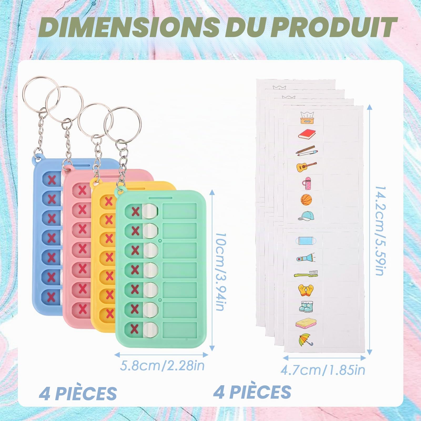 Tableau Routine Enfant Réutilisable avec 4 Cartes DIY - Planning Semainier pour Favoriser l'Autonomie, Multicolore