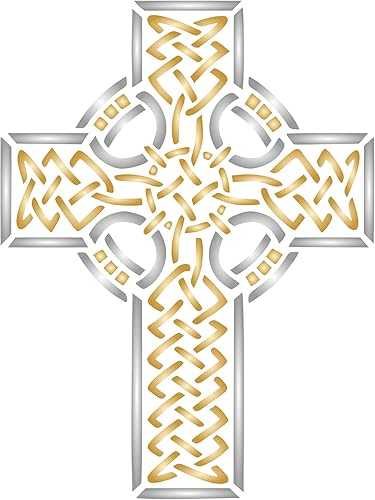 Miniatura 1 de Plantilla de cruz celta, 4.5 x 6 pulgadas (M)  Druida celta religiosa étnica tribal Knotwork plantillas para plantilla de pintura