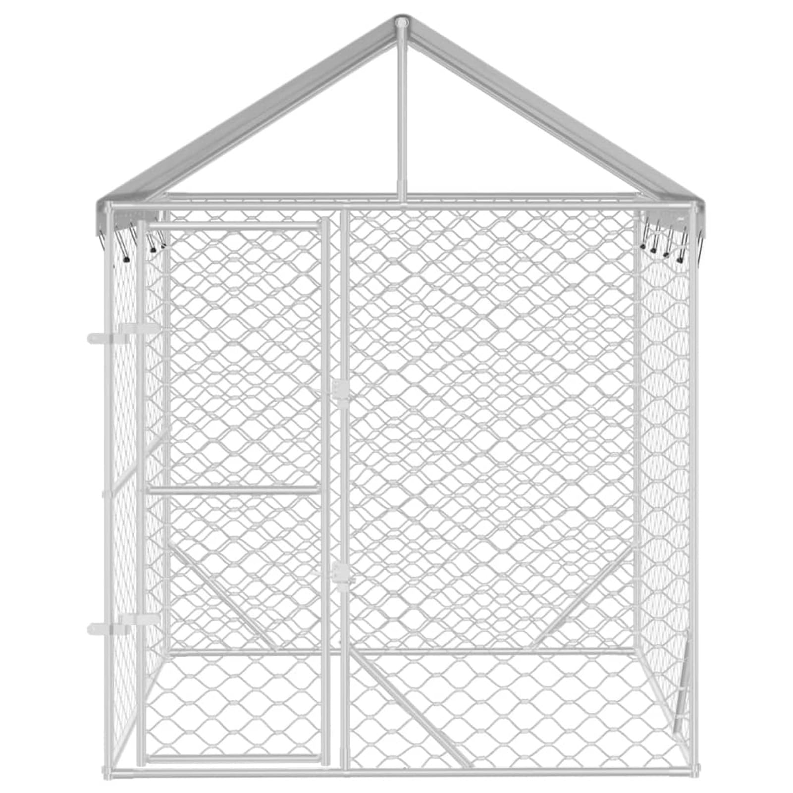 IKAYAA Recinto per Cani Gabbia per Cani da Esterno Cuccia Cani da Esterno Tetto Box per Cani da Esterno Gabbia Cani in Acciaio Zincato-2 x 2 x 2.5 m