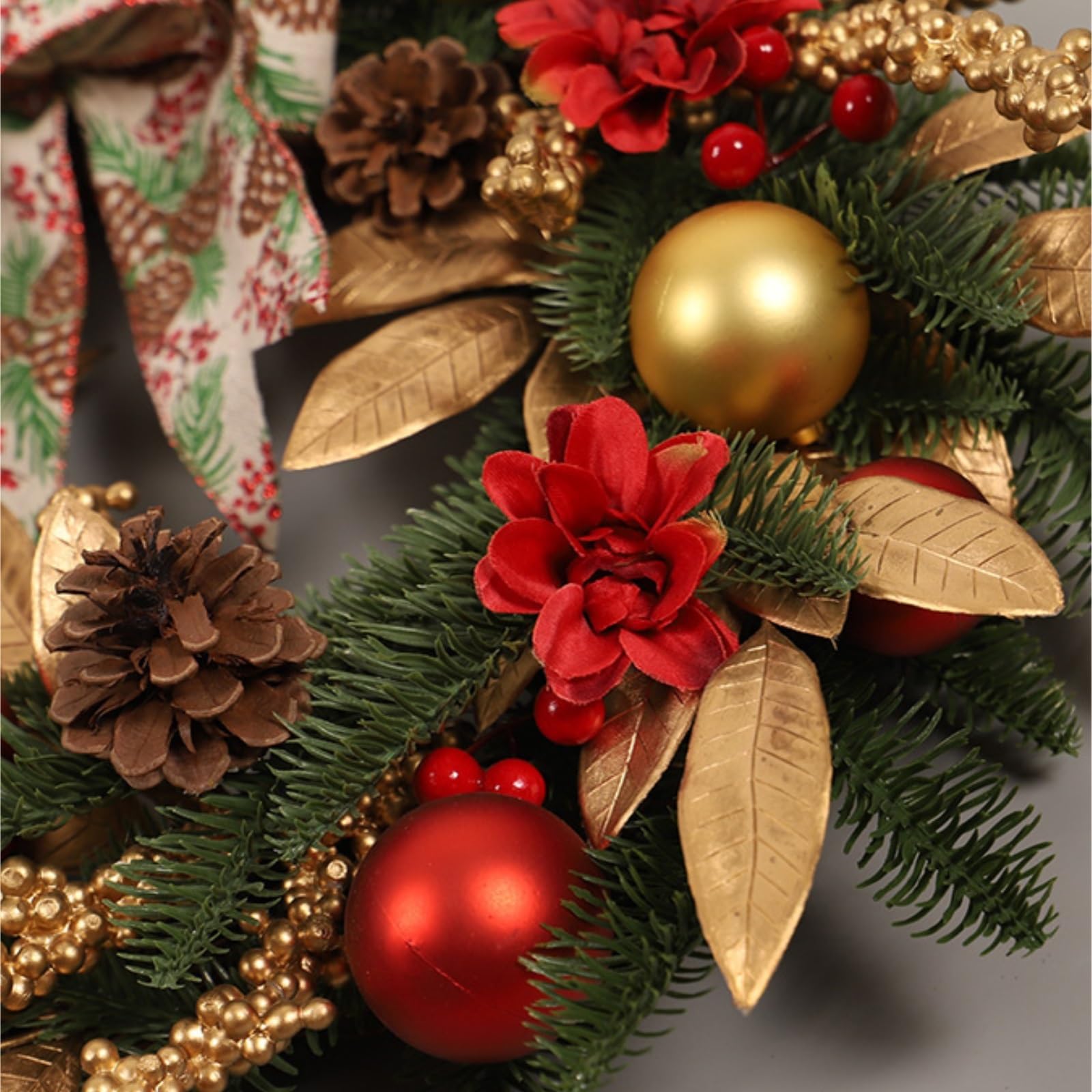 Couronne De Noel Porte Couronne De Noël Artificielle avec Boules Et Nœud for La Décoration Cheminée des Fenêtres Couronne De Noel A Decorer
