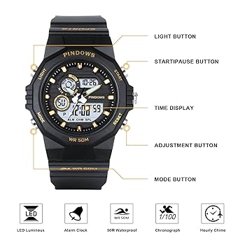 Amazon | PINDOWS女性用腕時計、50M防水仕様、アウトドア向け