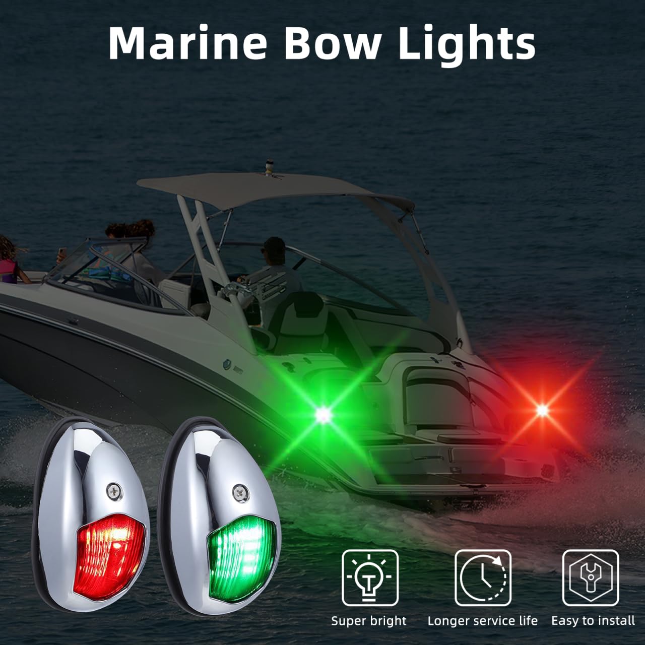 Yardwe 2 luci di navigazione per barche – – Impermeabile Ip67 luci di prua per yacht, motoscafo, barca da pesca e pontone