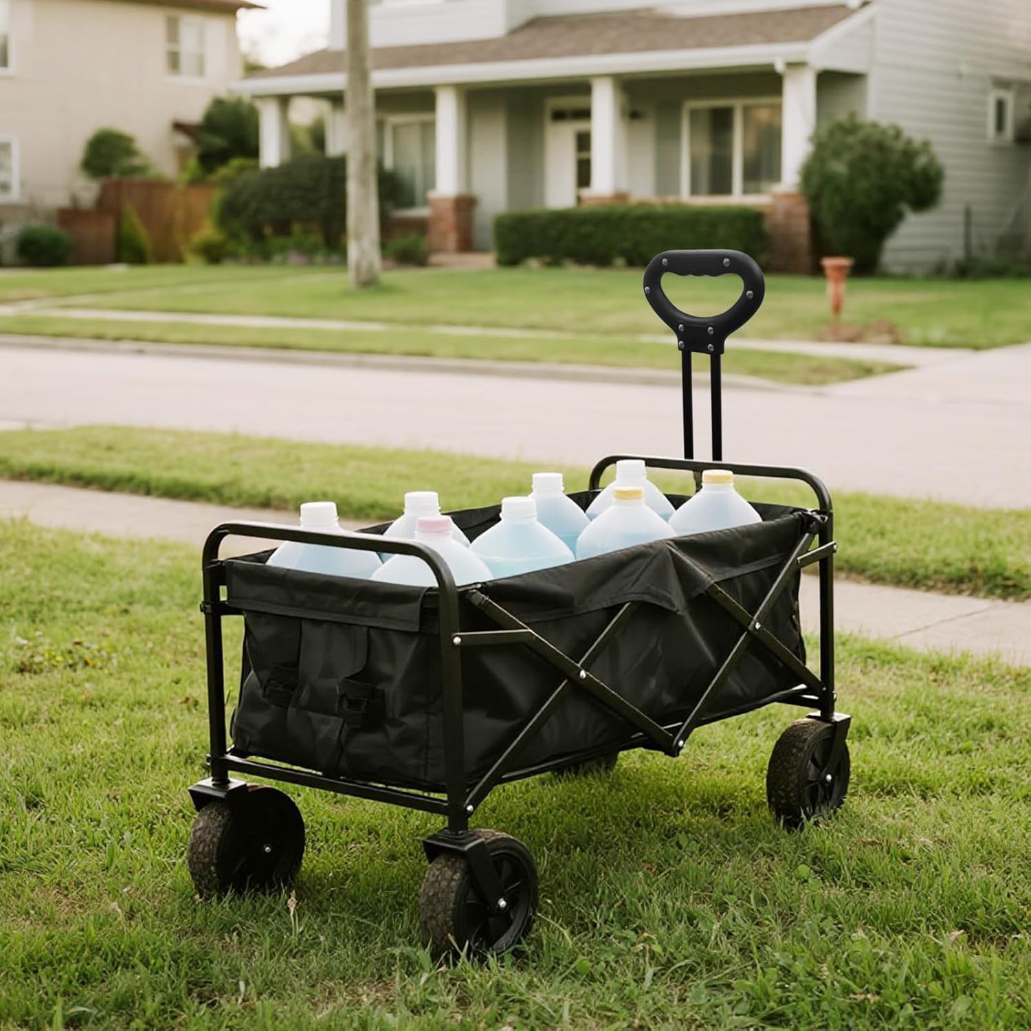 Chariot de Pliable Jusqu'à 150 kg, 100L Chariot d'extérieur avec Roues | Chariots de Jardin, Chariots de transport et chariot de plage, Chariot de Courses Pliante Pour Plage, Camping, Peche