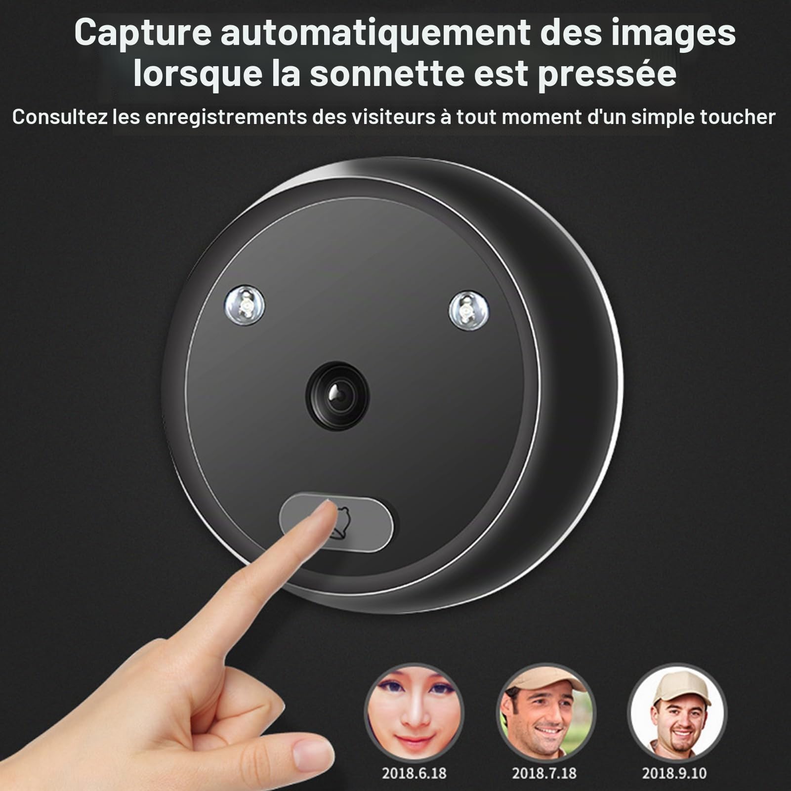 Sonnette de porte vidéo 2,4 pouces, écran LCD, caméra intelligente œil de chat avec sonnette de porte pour votre porte d'entrée