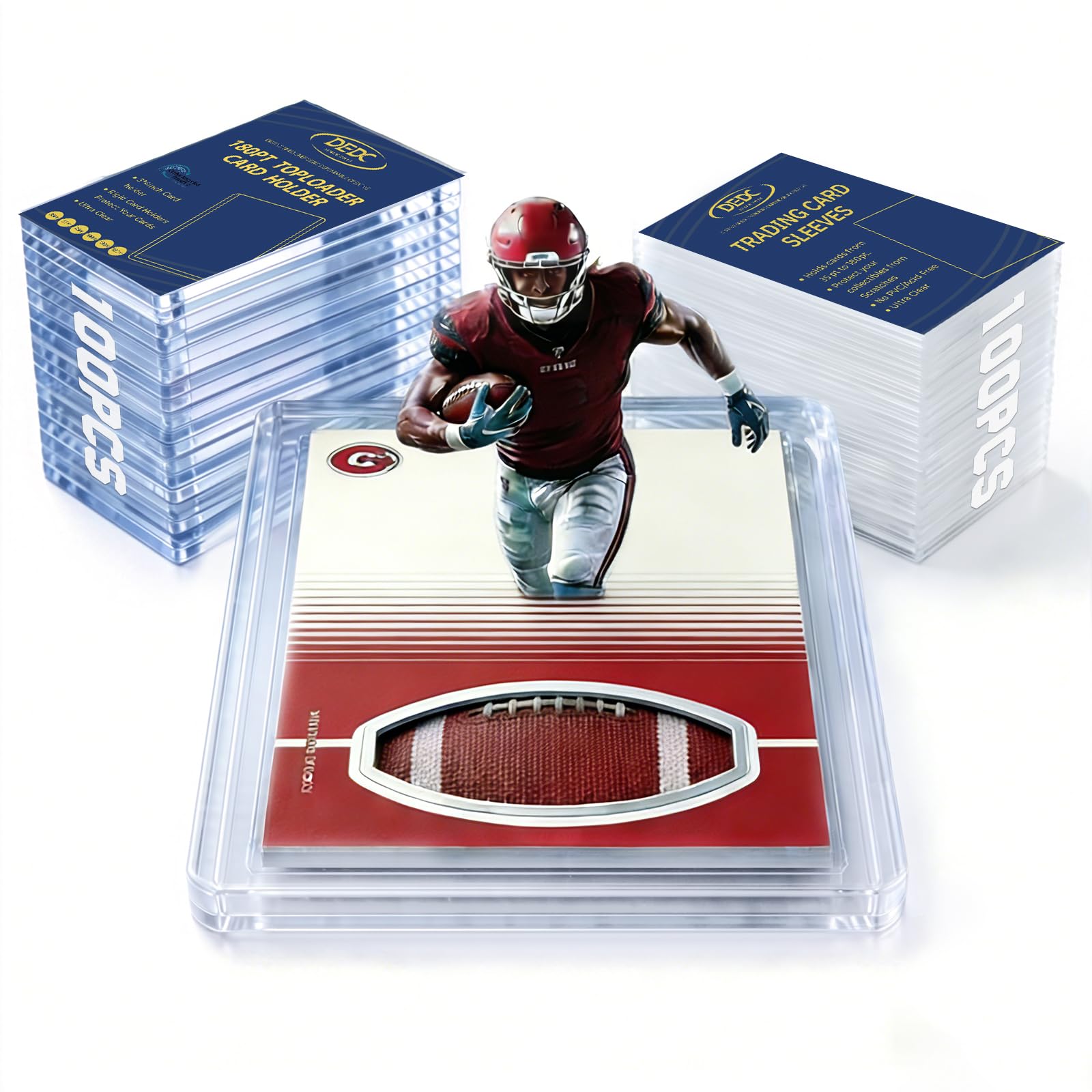 DEDC 180pt Toploaders and Penny Sleeves Bundle - 100 Rigid Hard Card Sleeves &amp; 100 Soft Card Sleeves for 3" x 4" Ultra-Thick Memorabilia &amp; Relic Cards - Acid-Free Archival Safe UV Protection Storage