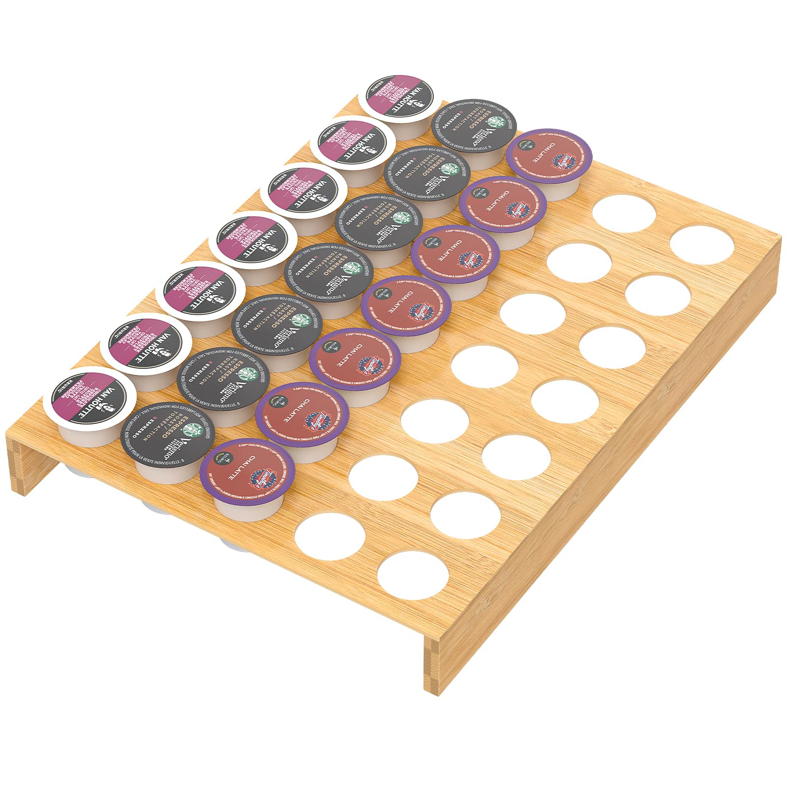 Bamboo K CUP Holder Drawer,K Cups Organizer Coffee Pod Holders, Kcup Pods Drawer Organizer for Coffe Station, Home, Office,Kitchen (35 Slots)