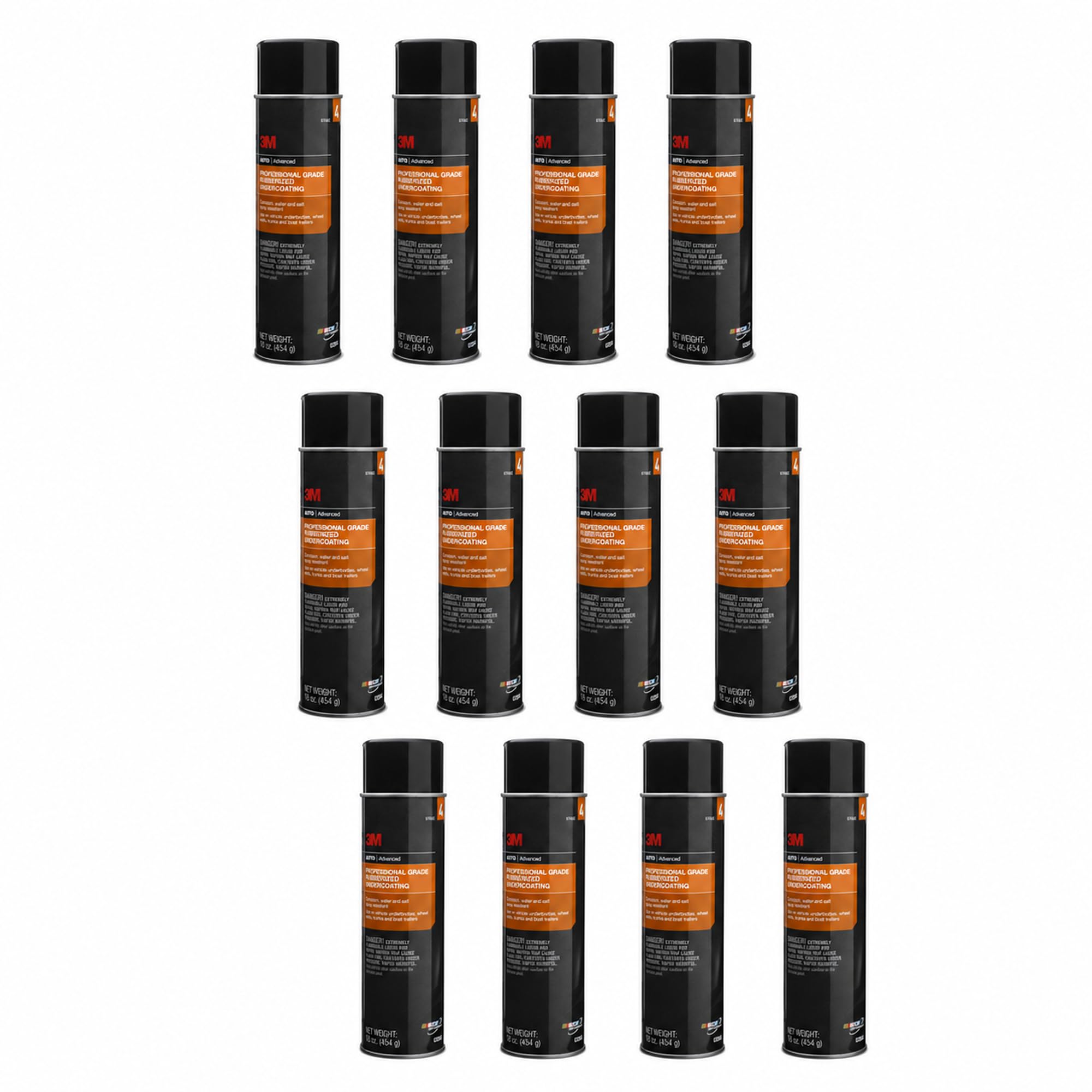 3M Professional Grade Rubberized Undercoating 03584, 12 Cans, 16 oz Each