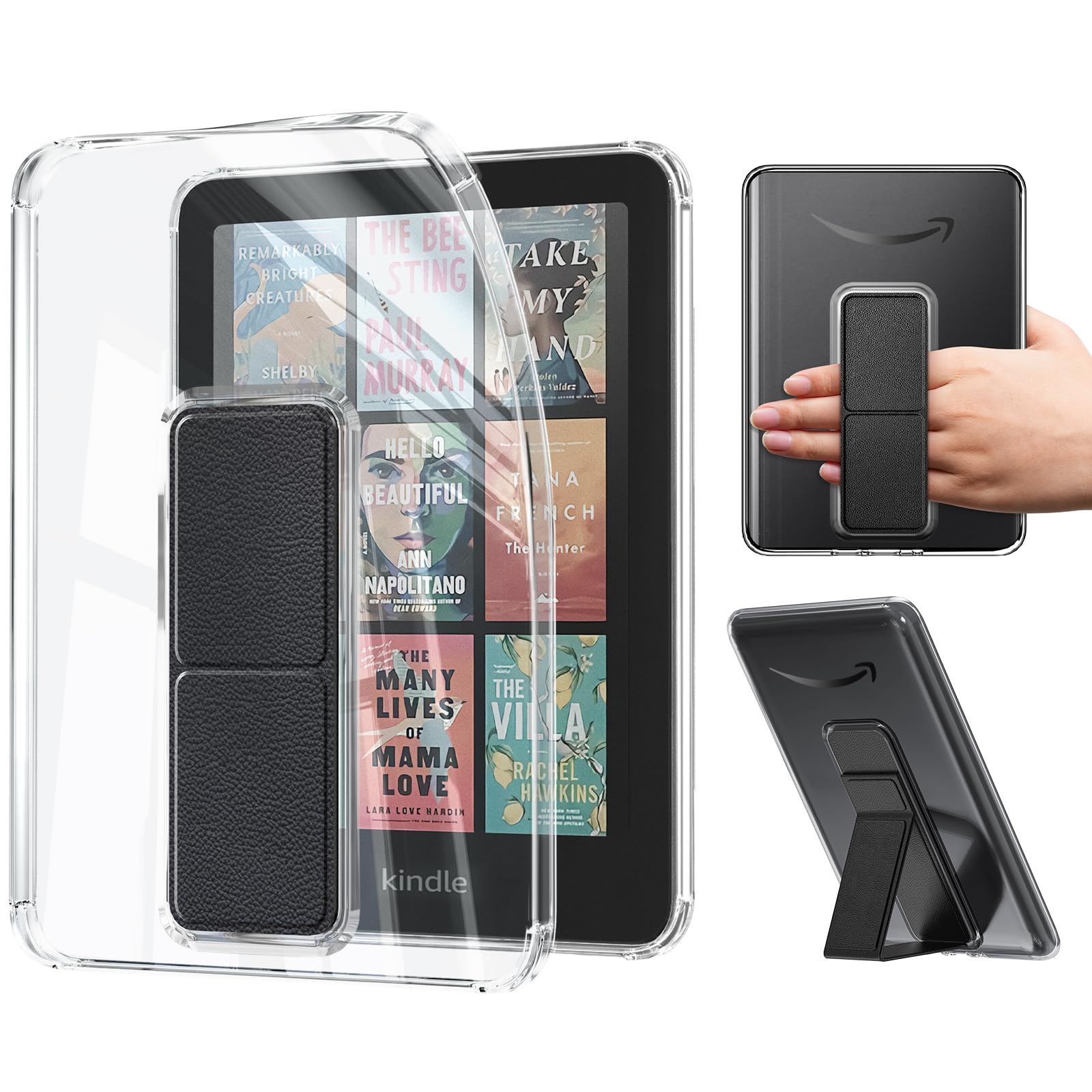 Clear Case with Magnetic Stand for 7" All-New Kindle Paperwhite 2024 Case (12th Gen) & Kindle Colorsoft Signature Edition 2024, Anti-Yellow Cases with Hand Strap, Scratch-Proof, Ultra Slim Soft Cover