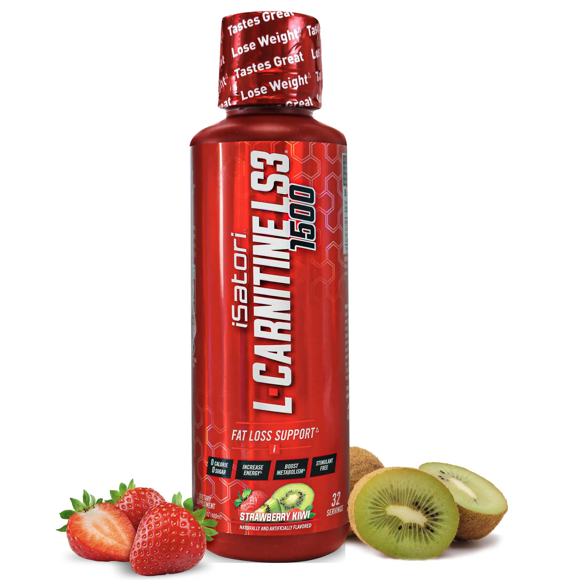 iSatori L-Carnitine LS3 1500, Liquid L-Carnitine with Acetyl L- Carnitine, L-Carnitine L-Tartrate, Stimulant Free Pre Workout, Low Calorie, Sugar, Gluten, Keto-Friendly, Strawberry Kiwi (32 Servings) : Health & Household