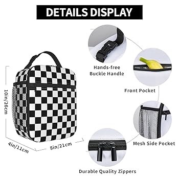 lunch box tote bag／black Large Women Lunch Bags for Work/Insulated Adult Lunch Box