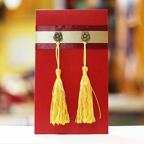 Miniatura 7 de VAPKER 100 borlas amarillas de 5 pulgadas, sedosas, hechas a mano, suaves, con lazo de cordón de 2 pulgadas para hacer joyas, proyectos de