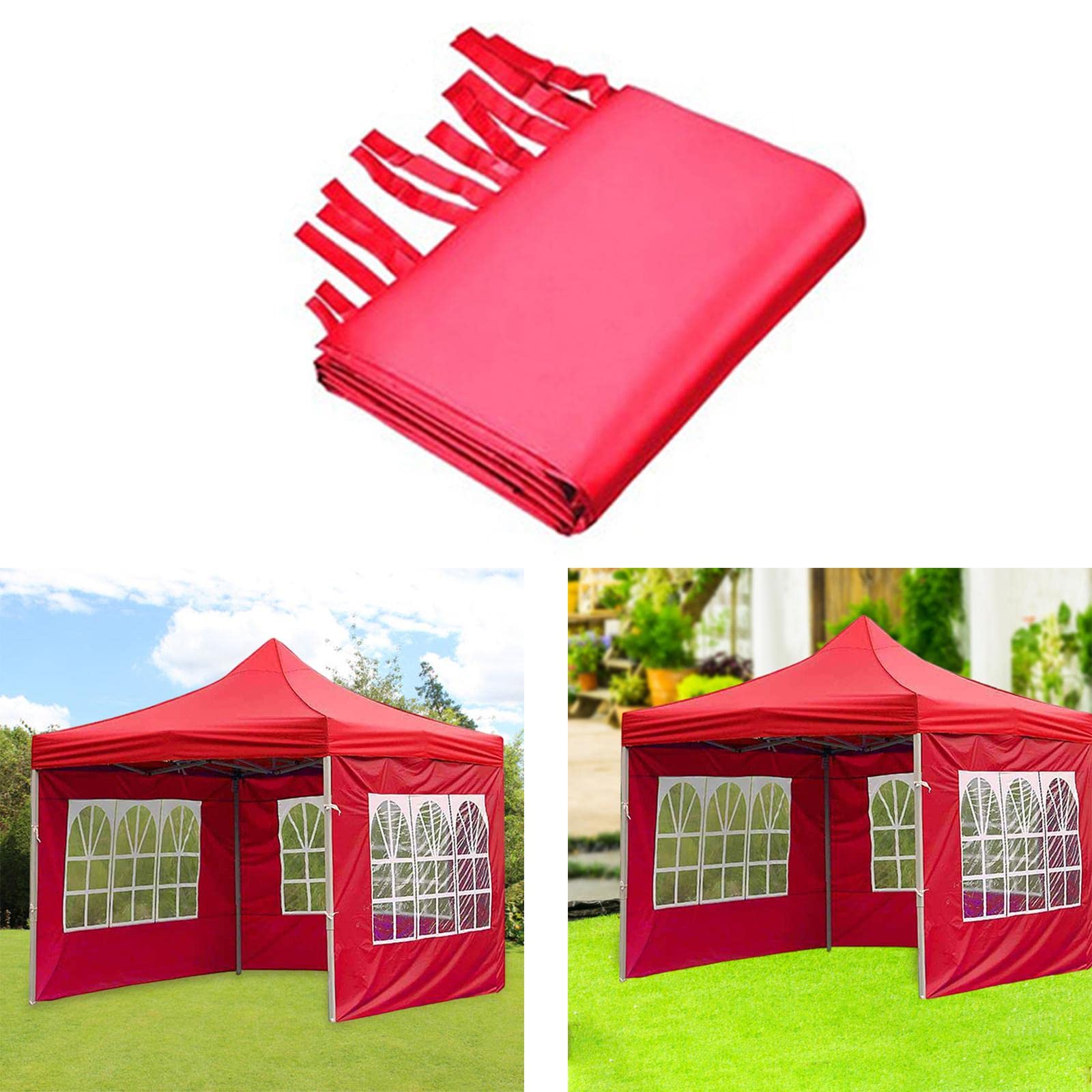 1 x Pavillon-Zelt, 3 x 2 m, Camping, Outdoor, Überdachung, Netz, Seitenwand, Party, Rot, 3 x 2 m Garten