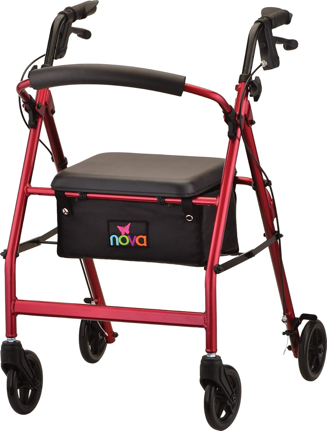 NOVA Vibe 6 Rollator Walker, Red Health & Household