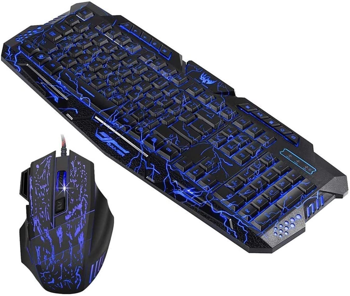 Gaming Keyboard Mouse Cuffie e Mouse Kit PORTATO Retroilluminato cablato