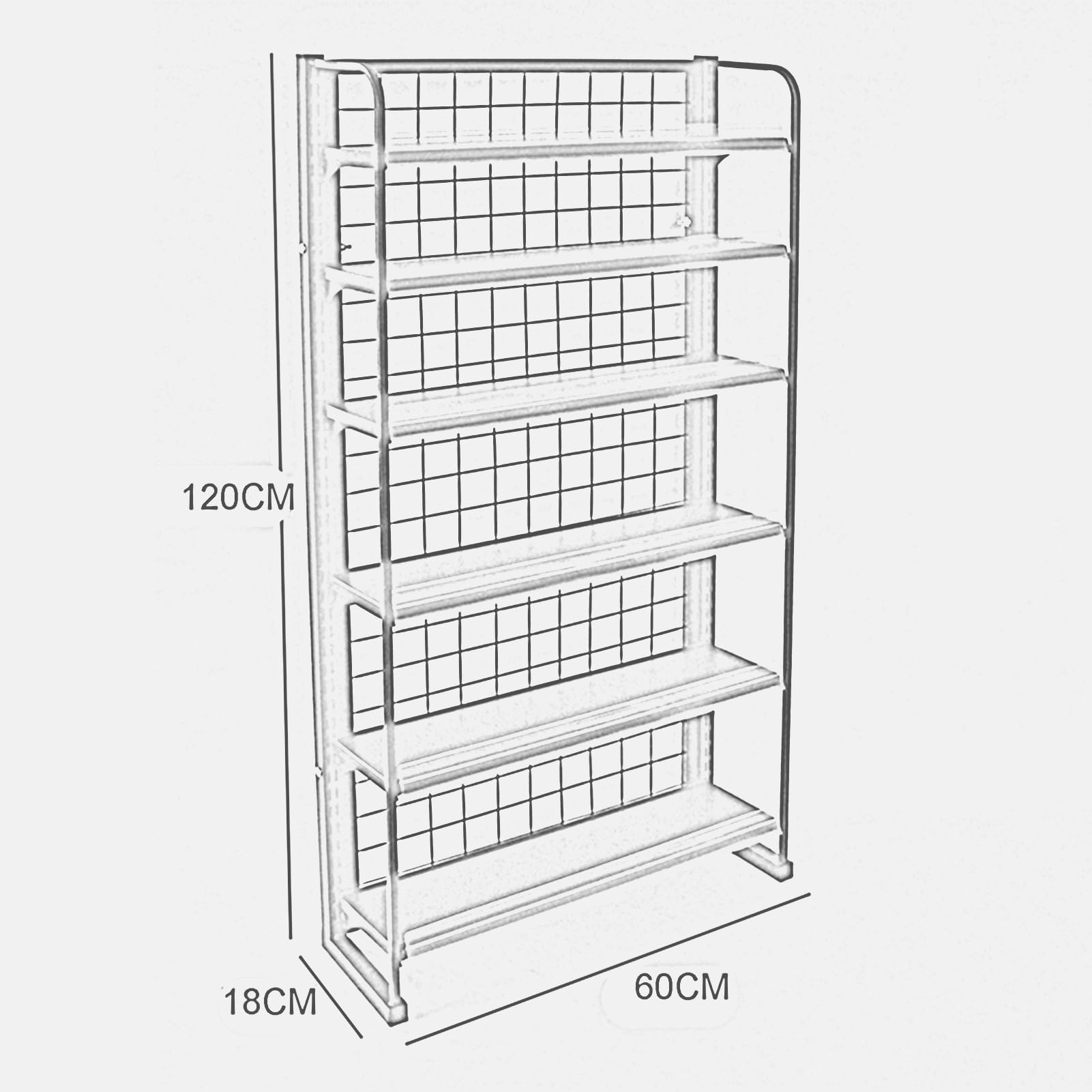 Générique Présentoir de Vente au détail à 4/5/6 Niveaux, Organisateur de collations avec Porte-étiquette, étagères de Rangement en Acier pour Bonbons, Chips, Boissons, Gomme à mâcher - Noir, 23,62" x