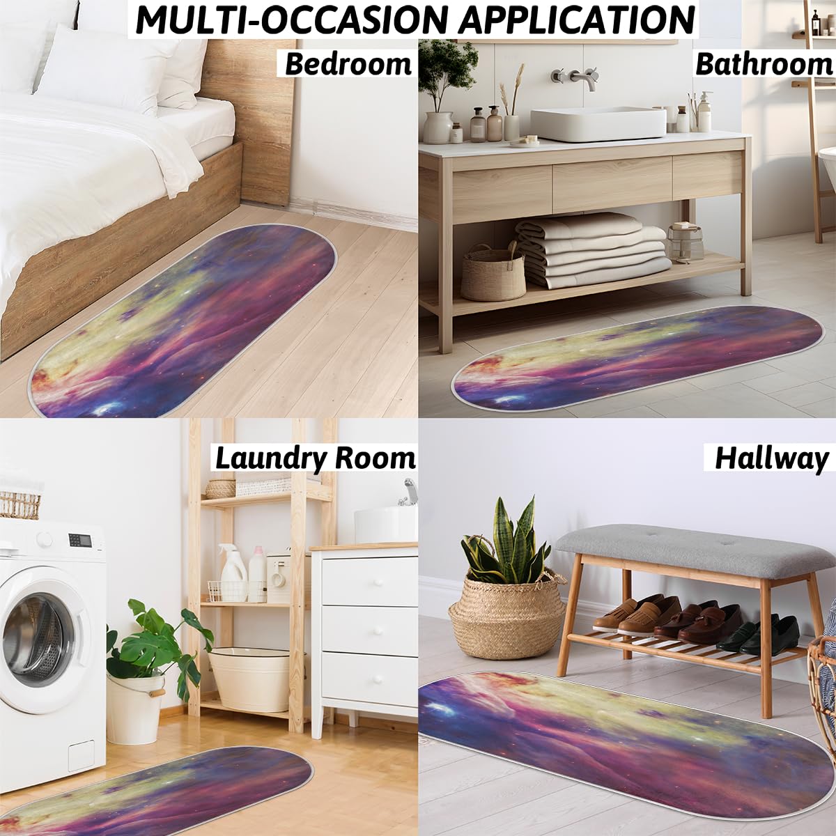 TropicalLife Galaxy Nebula nadruk dywanik mata 50 x 120 cm, galaktyka długie włosy pogrubione dywaniki do pokoju kuchni domu łazienki wewnątrz antypoślizgowa mata podłogowa dywaniki