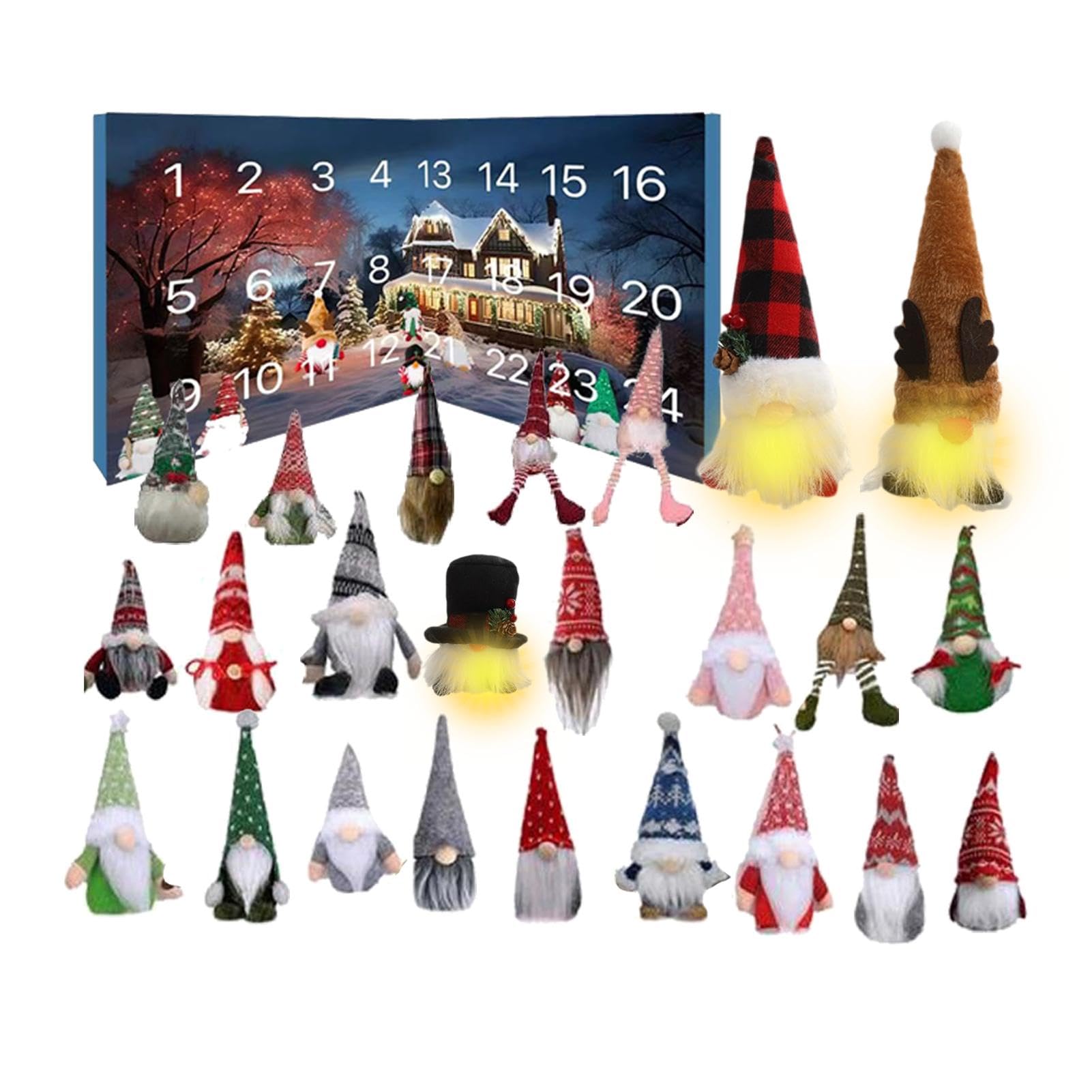 Gnome Advent Calendar 2024, Light Up Gnome Doll Christmas Countdown Calendar, Cute Gonks Toy Advent Calendar With 3 Glowing Gnome