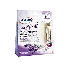 Ariasana Minifresh Relax alla Lavanda Sacchetti profumati 2in1, Sacchetti con doppia azione assorbiumidità e antiodore, Deodorante cassetti e armadi, 2 sacchetti da 50g