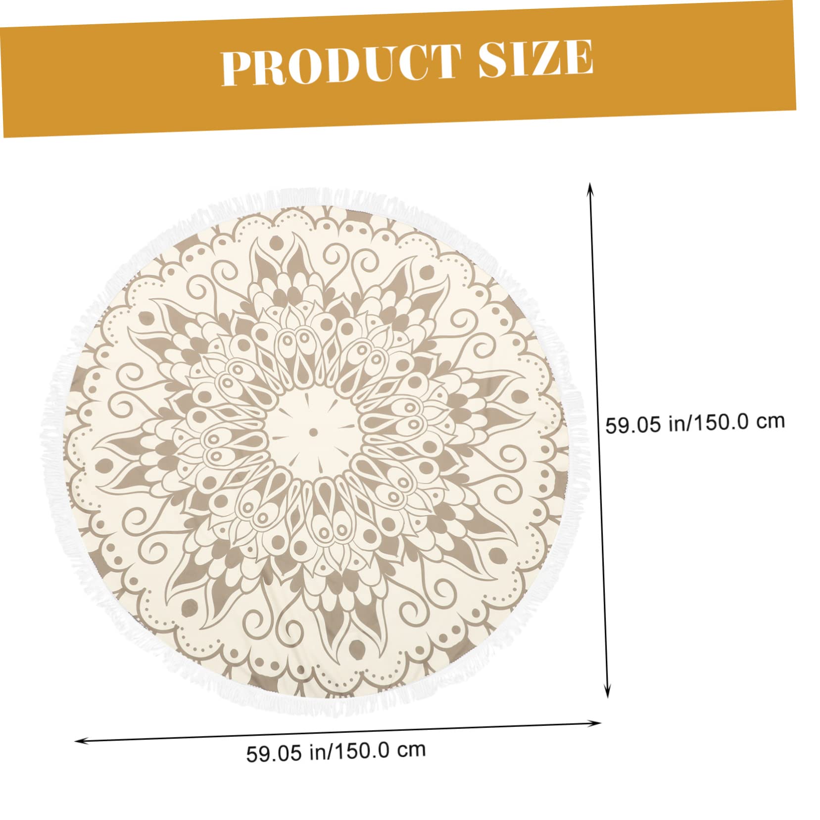 Fibre Fine Serviette de Bain Légère Ronde Mandala, 150cm, Camping