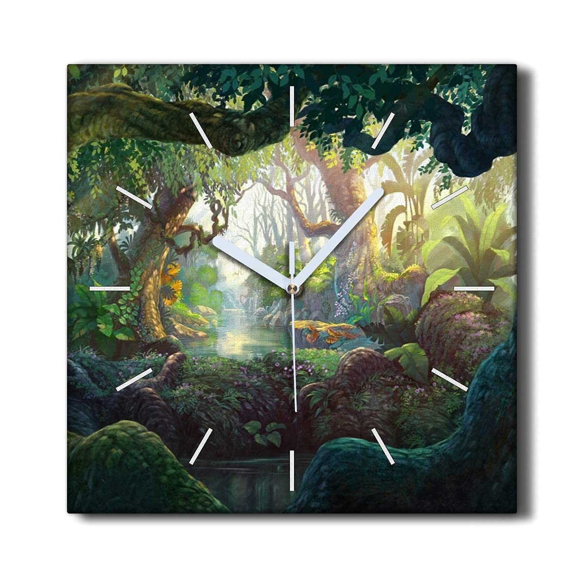 Horloge sur toile 30x30cm sans tic-tac Coloray Nature Fantastique forêt pour salon