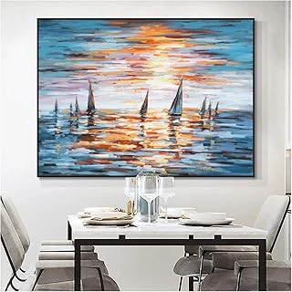 Quadri Moderni Barca a Vela Astratta sul Mare Pittura Olio Pianting Poster Stampe murali su Tela Immagini per Soggiorno Decorazione Domestica 60x80 cm x 1 pz Senza Cornice