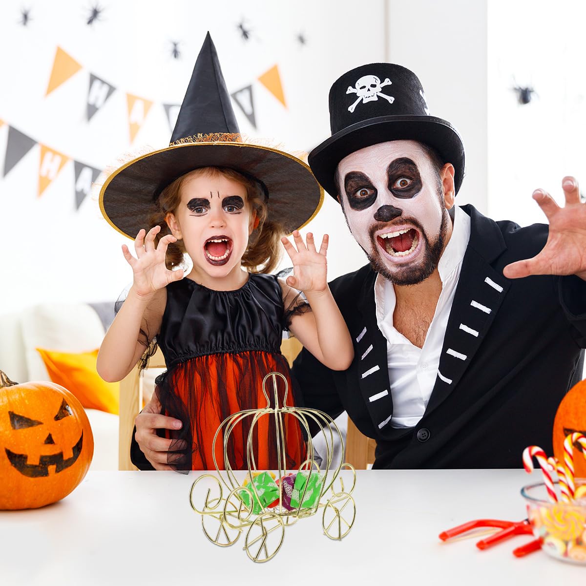 Didiseaon Pumpkin Candy Box Creative Pumpkin Carriage Shape Golden Metal Jewelry Dessert Cookie Storage Box for Wedding Birthday Halloween Thanksgiving Party