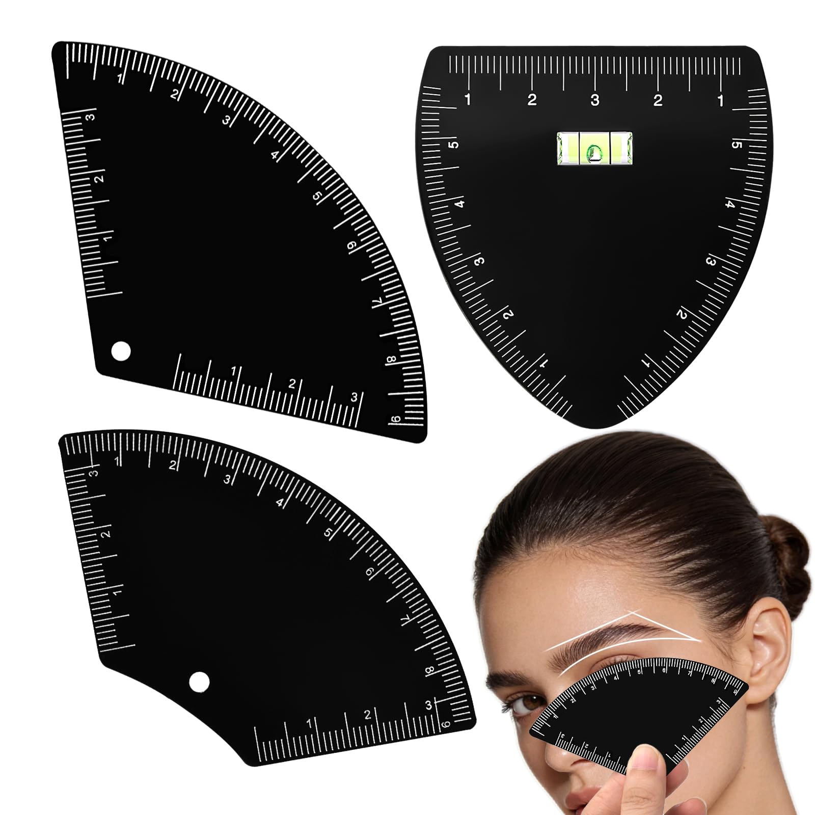 3 Pieces Eyebrow Ruler, Microblading Mapping Kit for Fast Eyebrow Design, JimKing Reusable Brow Guide Measuring Tool for Women and Men