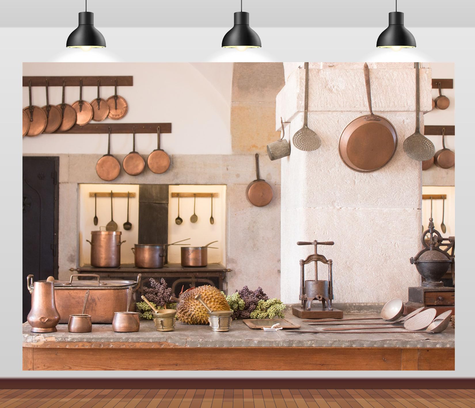 10x6.5FT (3x2m) Cucina Rustica In Rame Sfondo Fotografico