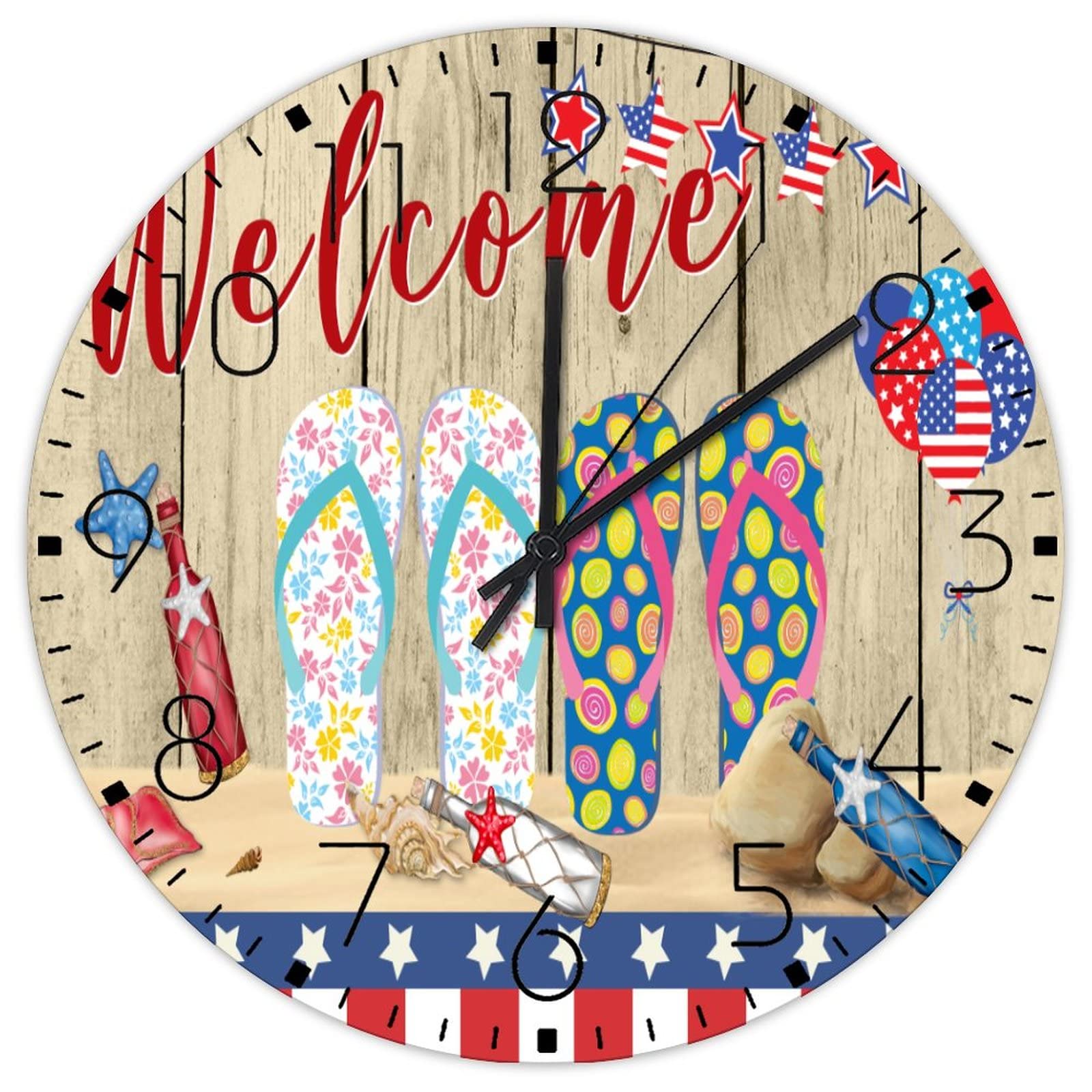 Horloge murale en bois 30,5 cm silencieuse ronde pour maison et hôtel