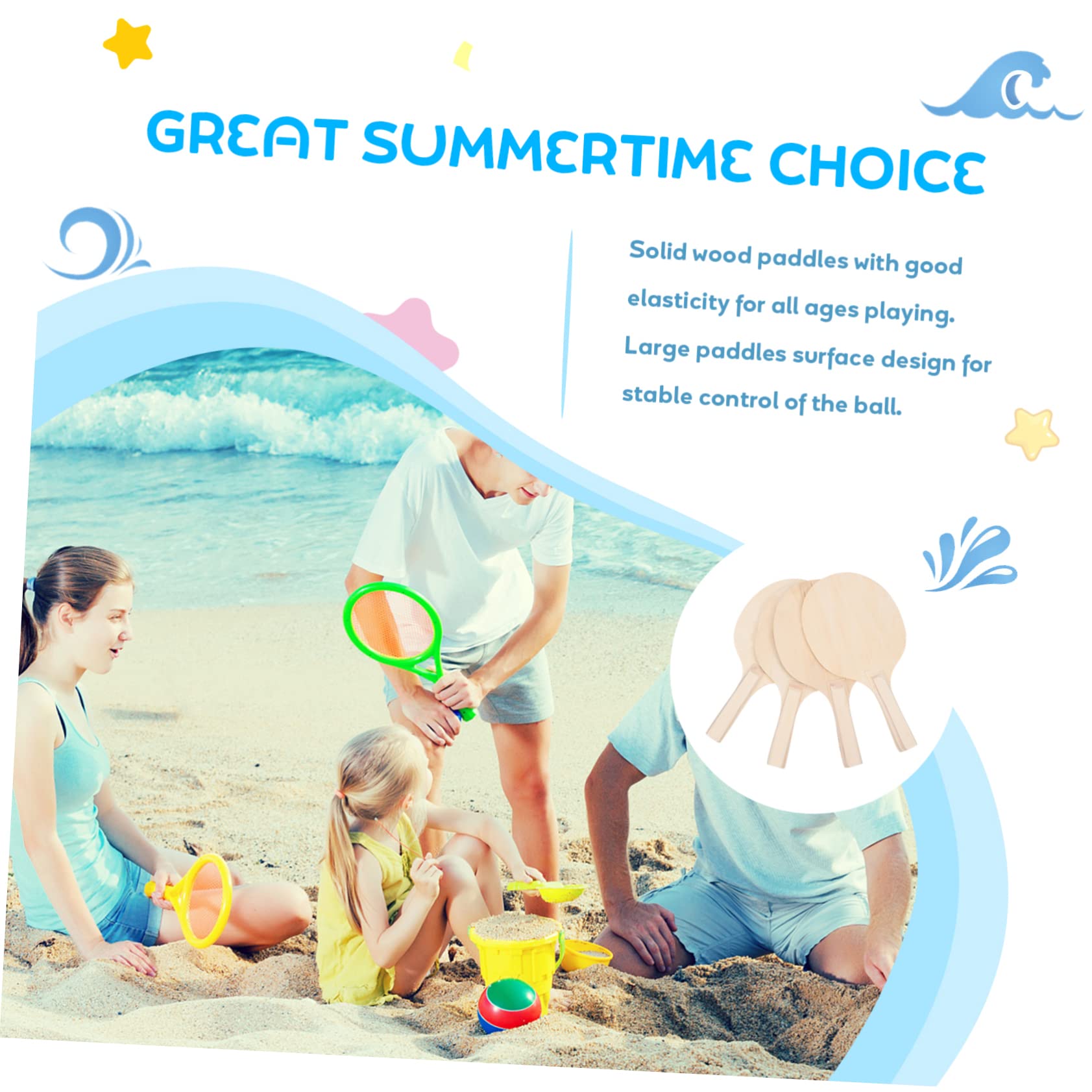 SUPVOX 4pezzi Racchette da Badminton in Legno Racchette da Gioco per Palloni da Spiaggia Leggero e Portatile Buona Elasticità per Tutte Le età Superficie Ampia per Controllo Stabile