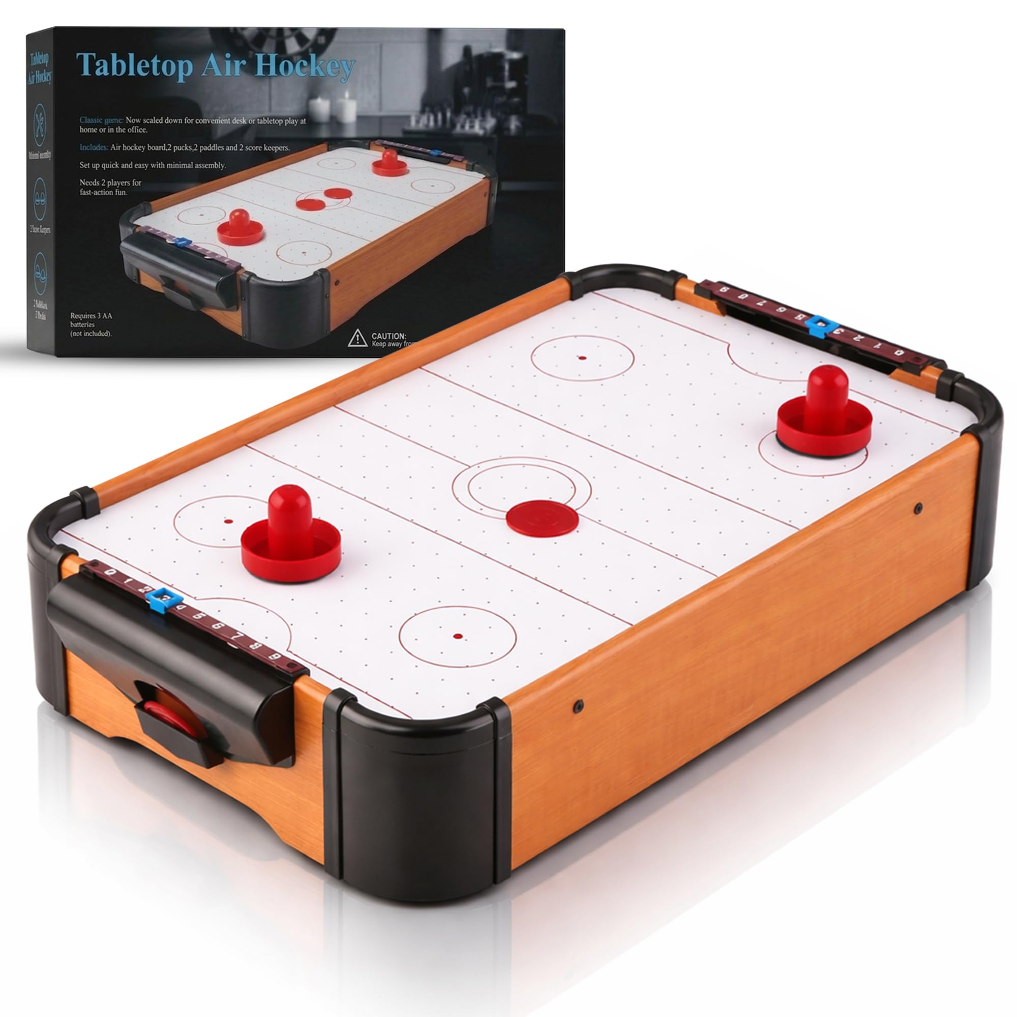 48.5x30.5cm Table Top Air Hockey Game – Mini Games Air Hockey Table With Air Hockey Pucks & Air Hockey Pushers, Arcade Game For Kids & Adults – Family Game Night And Travel Play