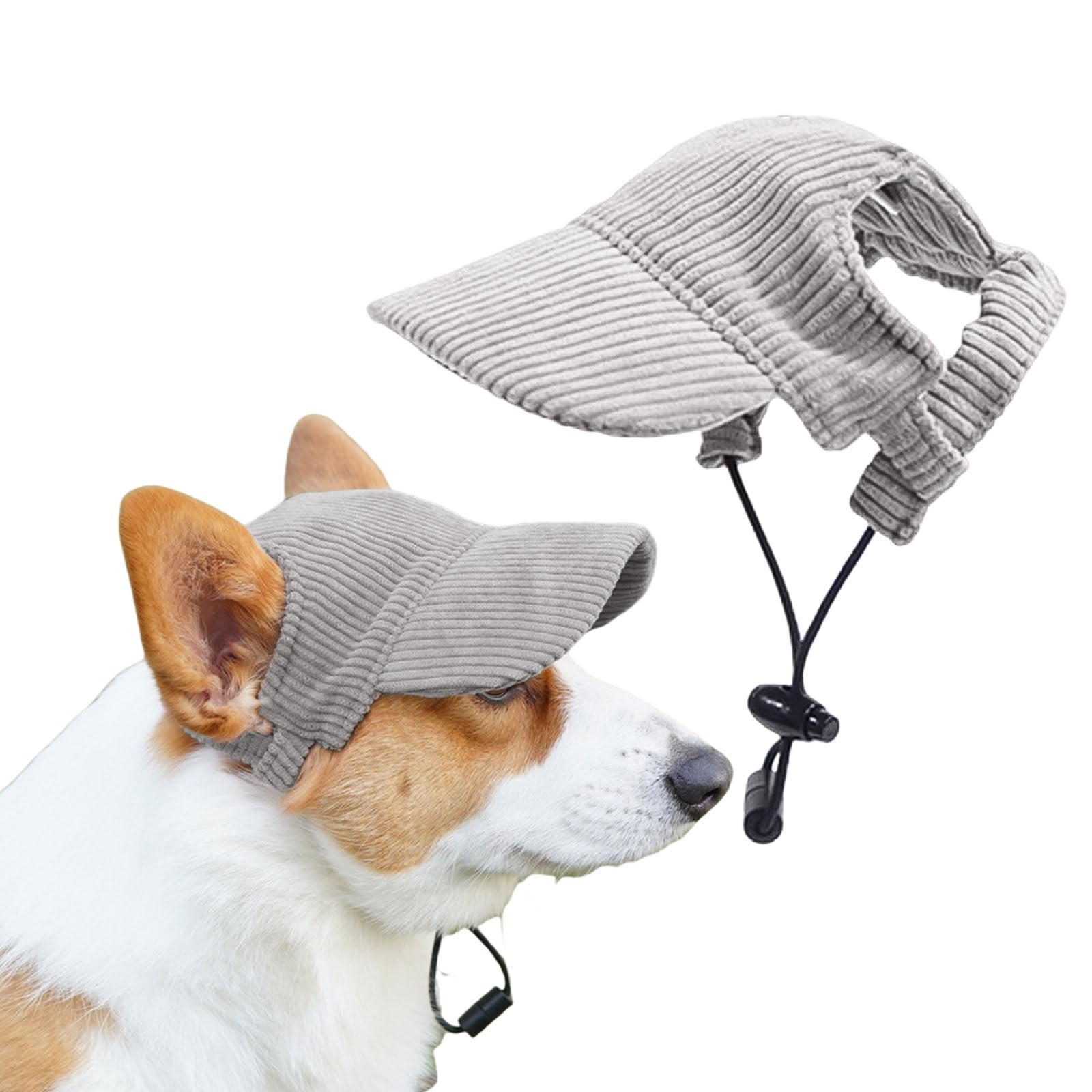 Dog Baseball Cap, Summer Dog Sun Protection Hat Adjustable Pet Cat Dog Baseball Hat Visor Cap with Ear Holes for Puppy Small Medium Large Dogs (Grey, S)