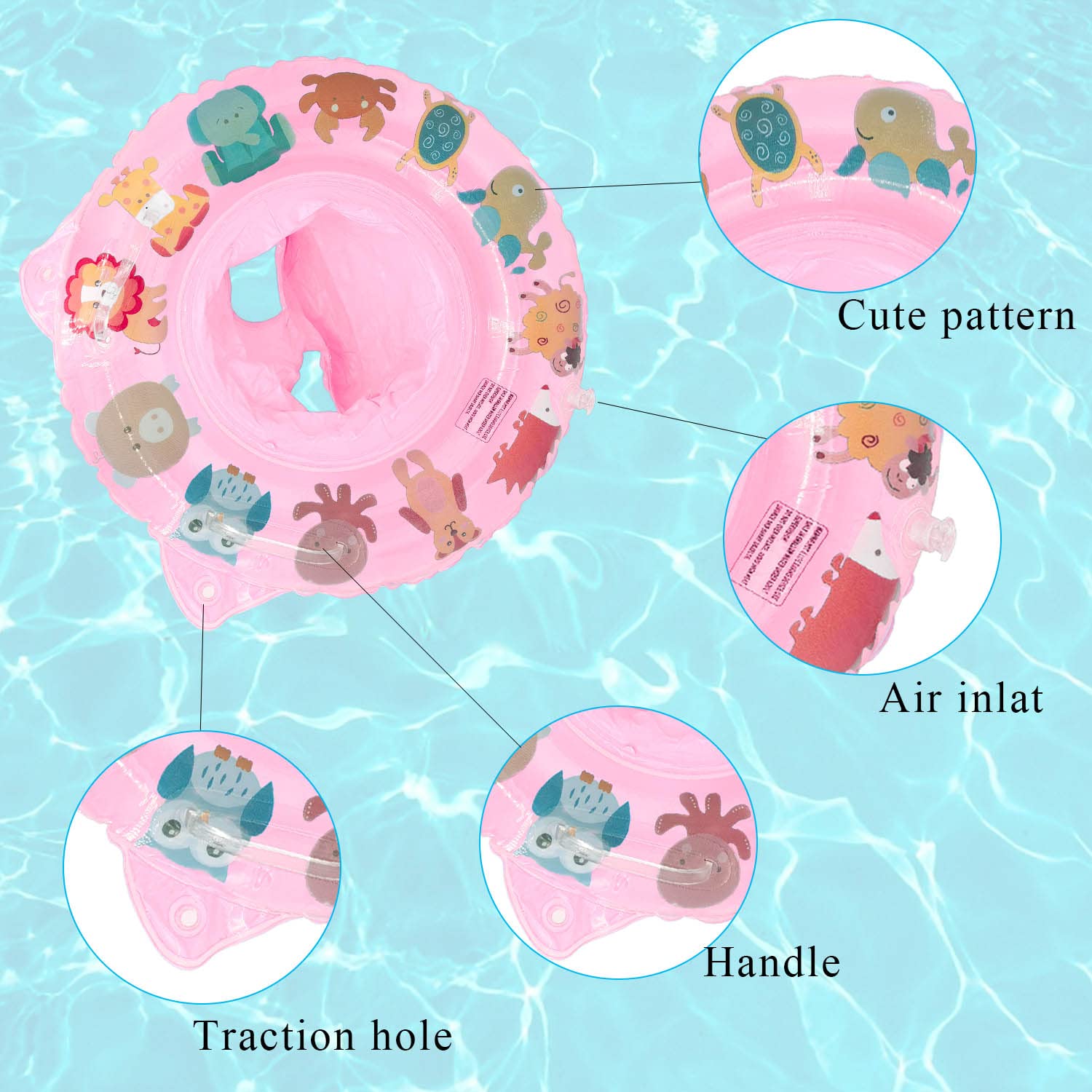 KEELYY Salvagente per Bambini, Salvagente Mutandina Neonato, Galleggiante Neonato Piscina, Salvagente Gonfiabile per Bambini 6-36 Mesi, Rosa