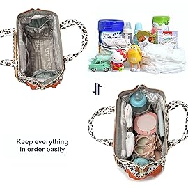 FHELAD Small Diaper Backpack, Leopard Print Insulated Diaper Bag, Multiple Pockets Stroller Accessory, Comfortable Handle for Moms, Stylish Paaleras para Bebe, Perfect Baby Carrier Bag