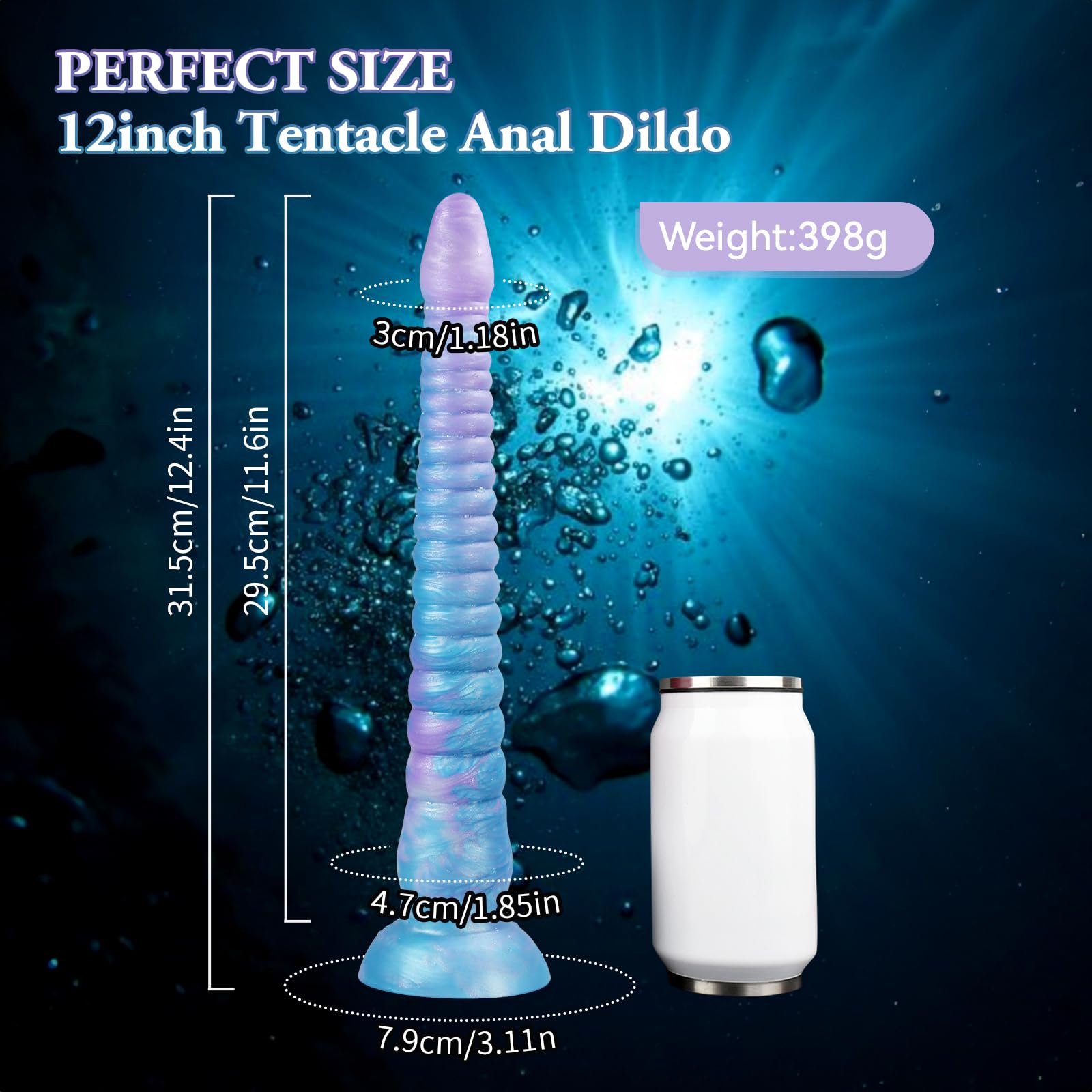 12inch Long Anal Dildo Realistic Tentacle Dildo with Suction, Thin Silicone Dragon Dildos Octopus Anal Plug Adult Toys for Men Gay Couples