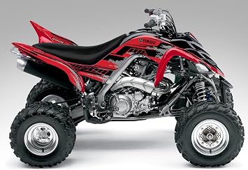 Graphics Kit for Yamaha Raptor 700 06-12 - Racer-X Red Background, Black Design