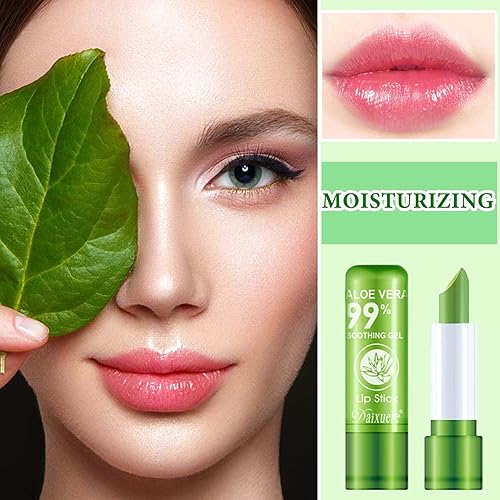 Miniatura 2 de 4 lápices labiales de aloe vera, juego de brillo labial mágico que cambia de color, de larga duración, nutritivo, impermeable, bálsamo labial