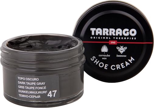 Tarrago Shoe Cream Professional Shoe Polish for Leather Boots, Shoes, Purse, Furniture Eco Friendly Leather Conditioner 1.7oz - Dark Taupe Grey #47