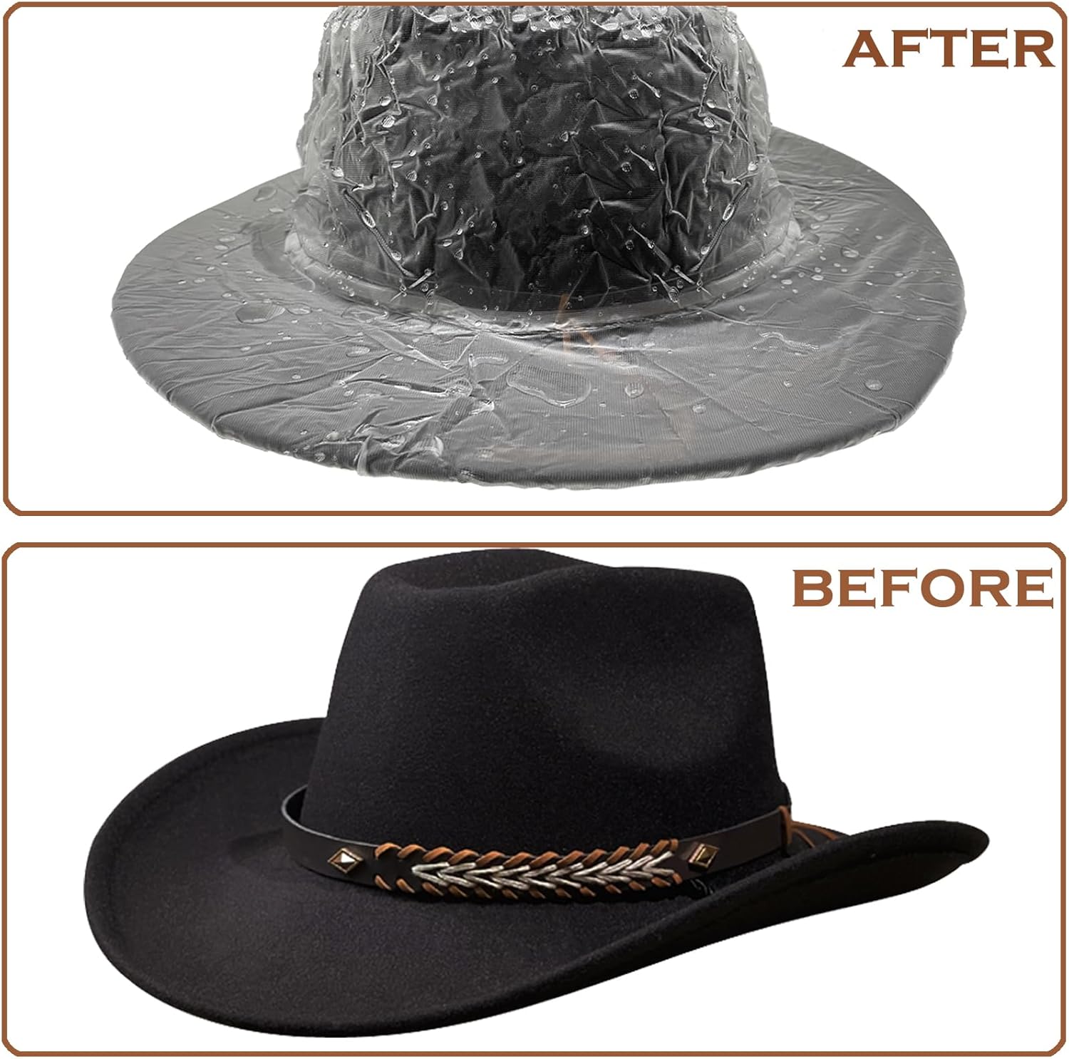 4 Pack Cowboy Hat Rain Cover Plastic Hat Protectors for Men's Rain Hat Storage - Image 3